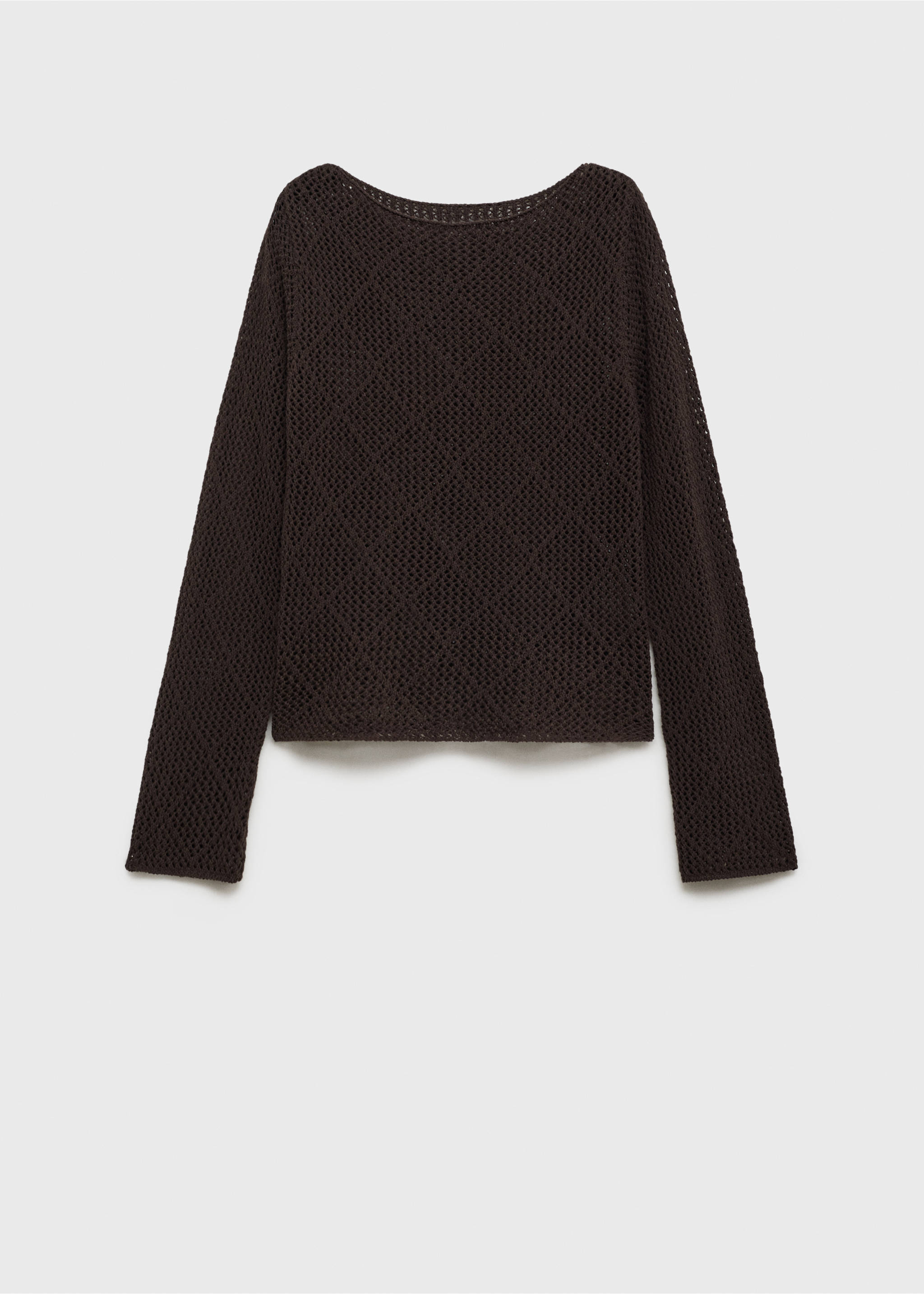 Knitted cotton sweater with lace design - Article without model, Chocolate. Ref: 87015755-00.