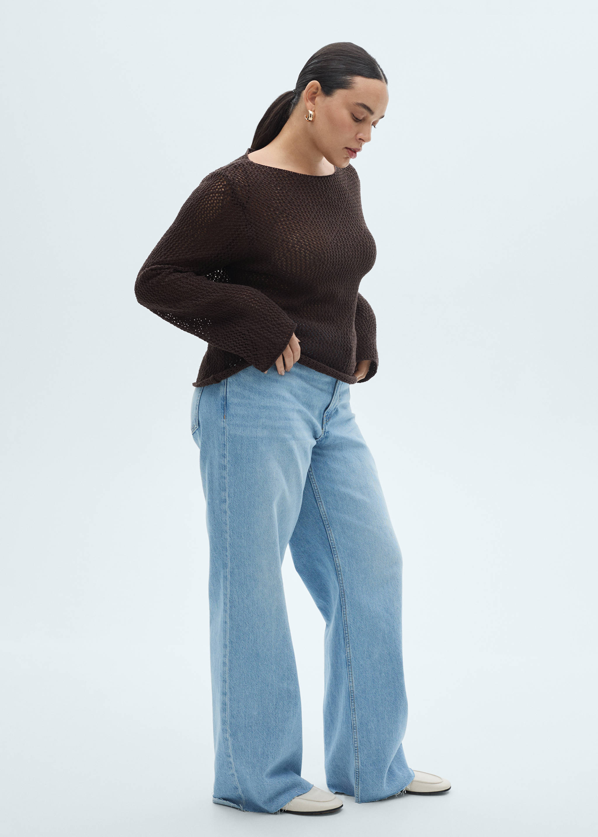 Openwork knitted cotton sweater - Details of the article 3