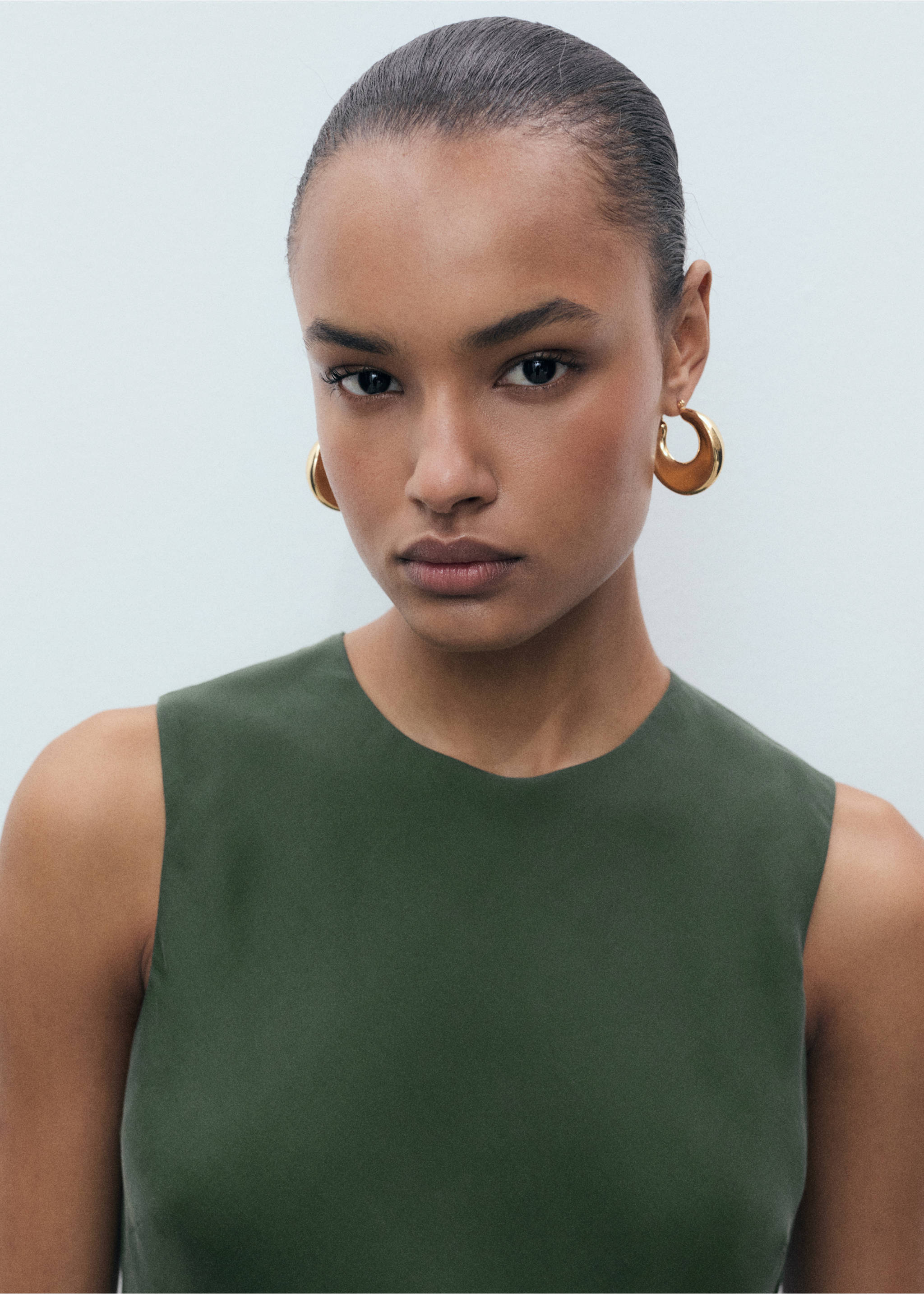 Shift midi dress - Details of the article 1, Green. Ref: 87015758-00.