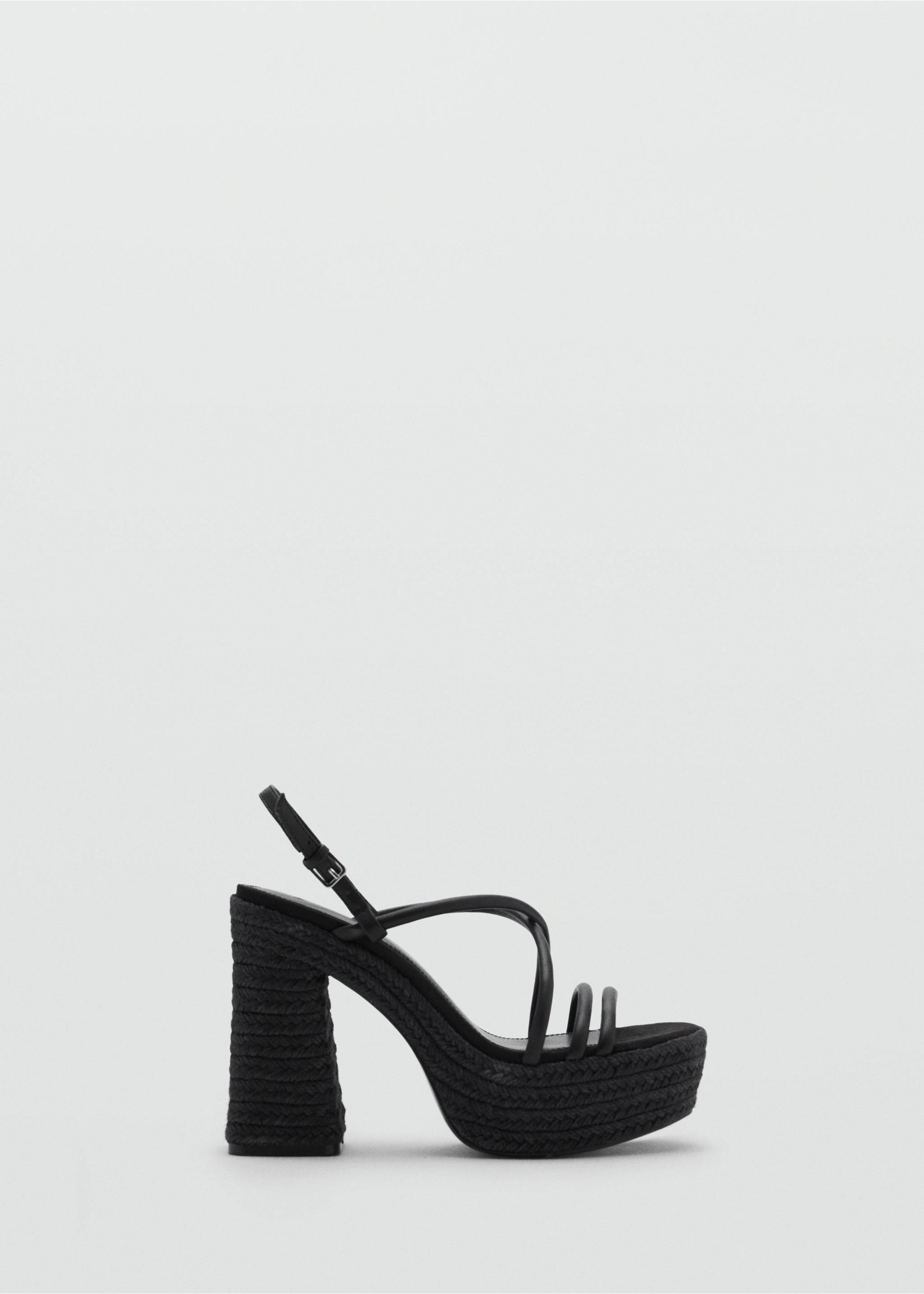 Heeled esparto sandal with straps - Article without model, Black. Ref: 87015762-00.