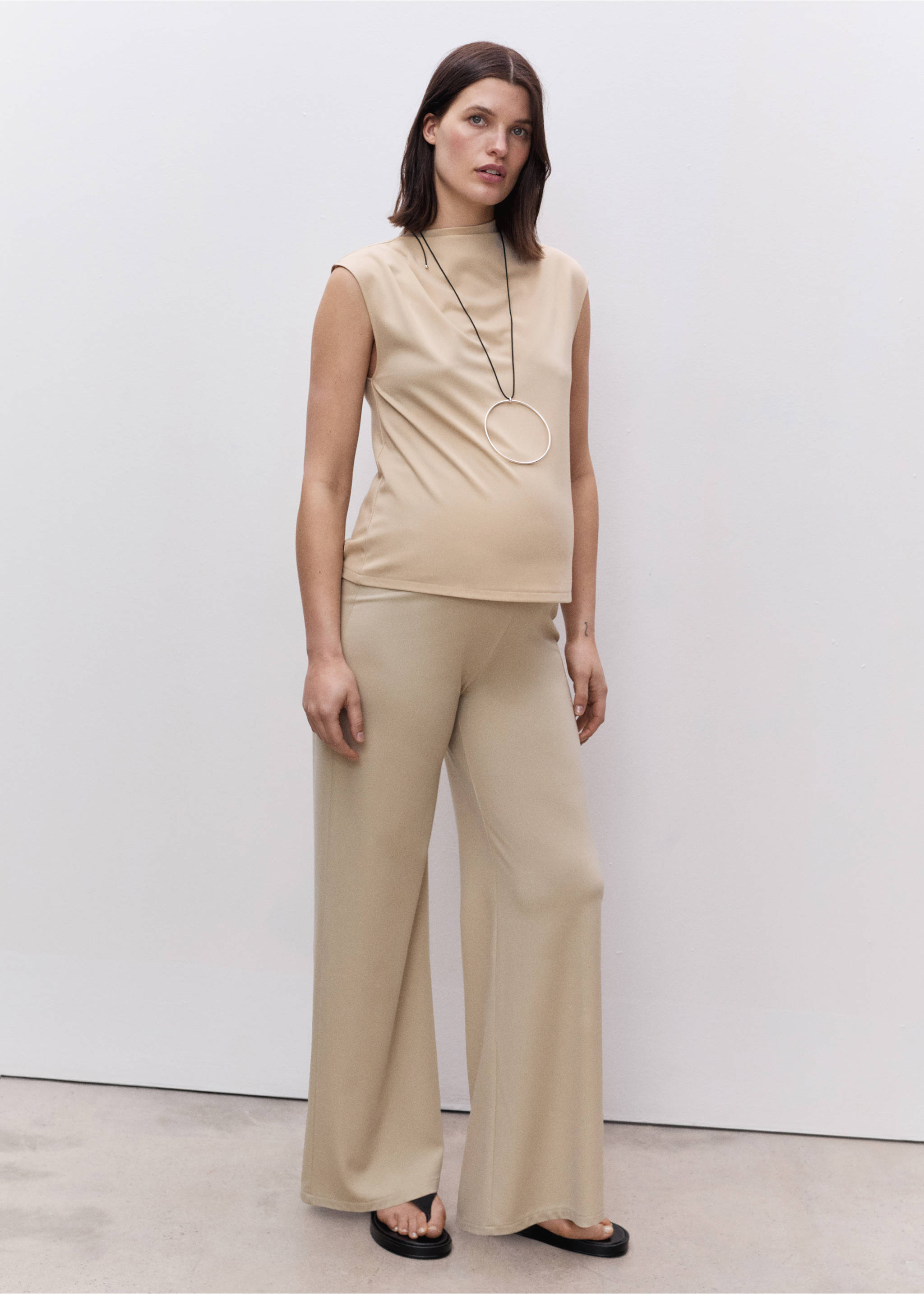 Maternity top with draped neck - General plane, Sand. Ref: 87015763-00.