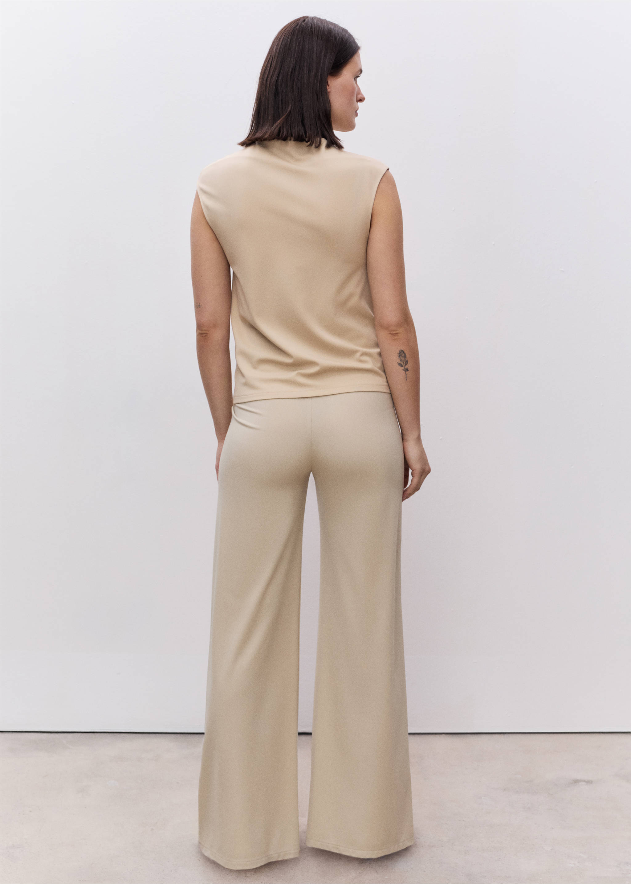 Maternity top with draped neck - Reverse of the article, Sand. Ref: 87015763-00.