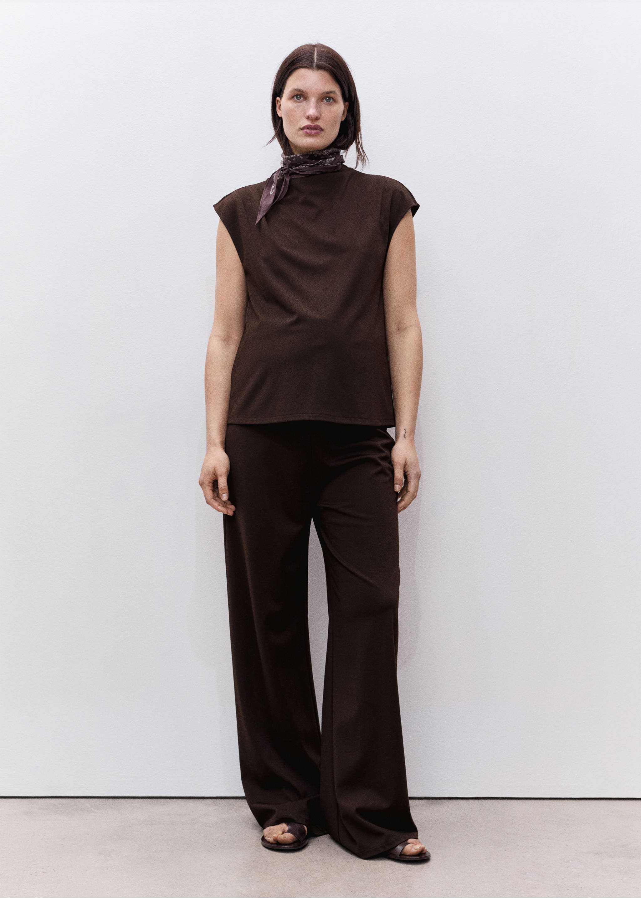 Maternity top with draped neck - General plane, Chocolate. Ref: 87015763-00.
