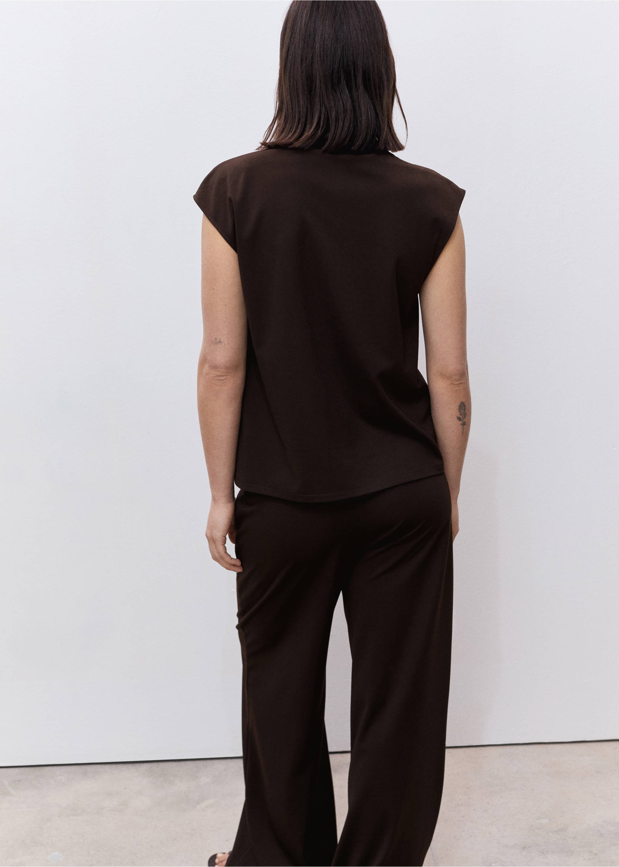Maternity top with draped neck - Reverse of the article, Chocolate. Ref: 87015763-00.