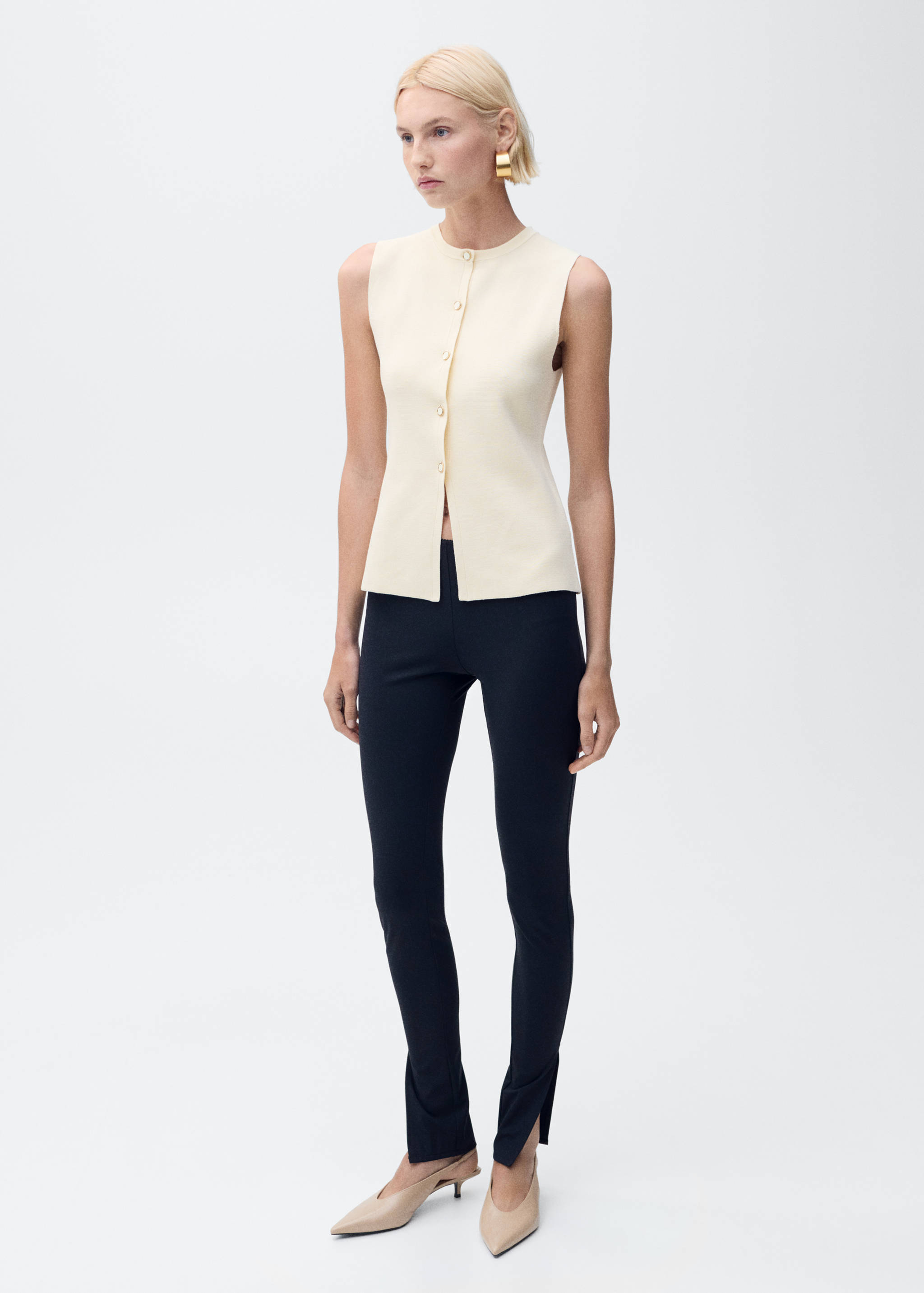 Gilet maille fine boutons - Plan général