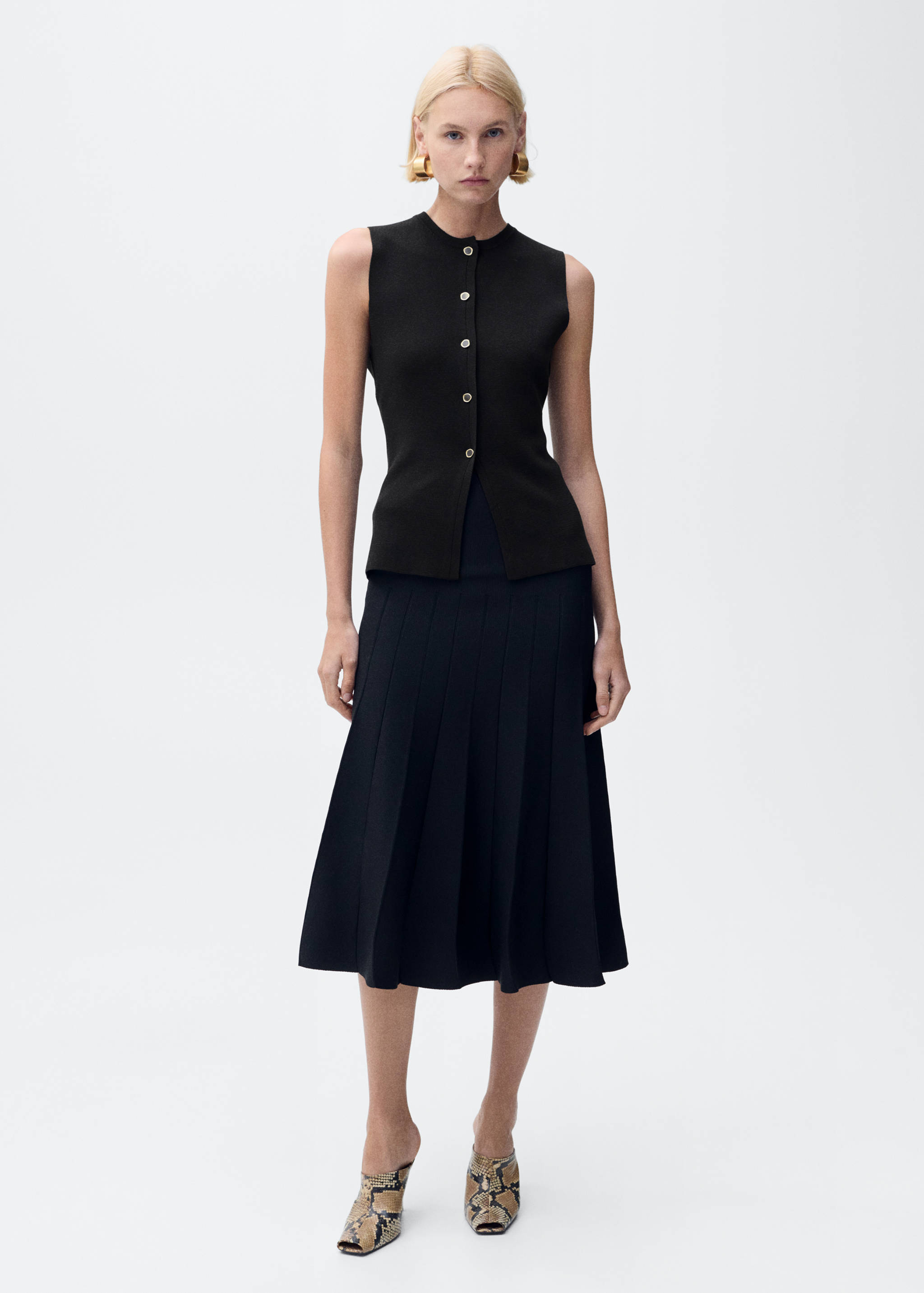 Gilet maille fine boutons - Plan général