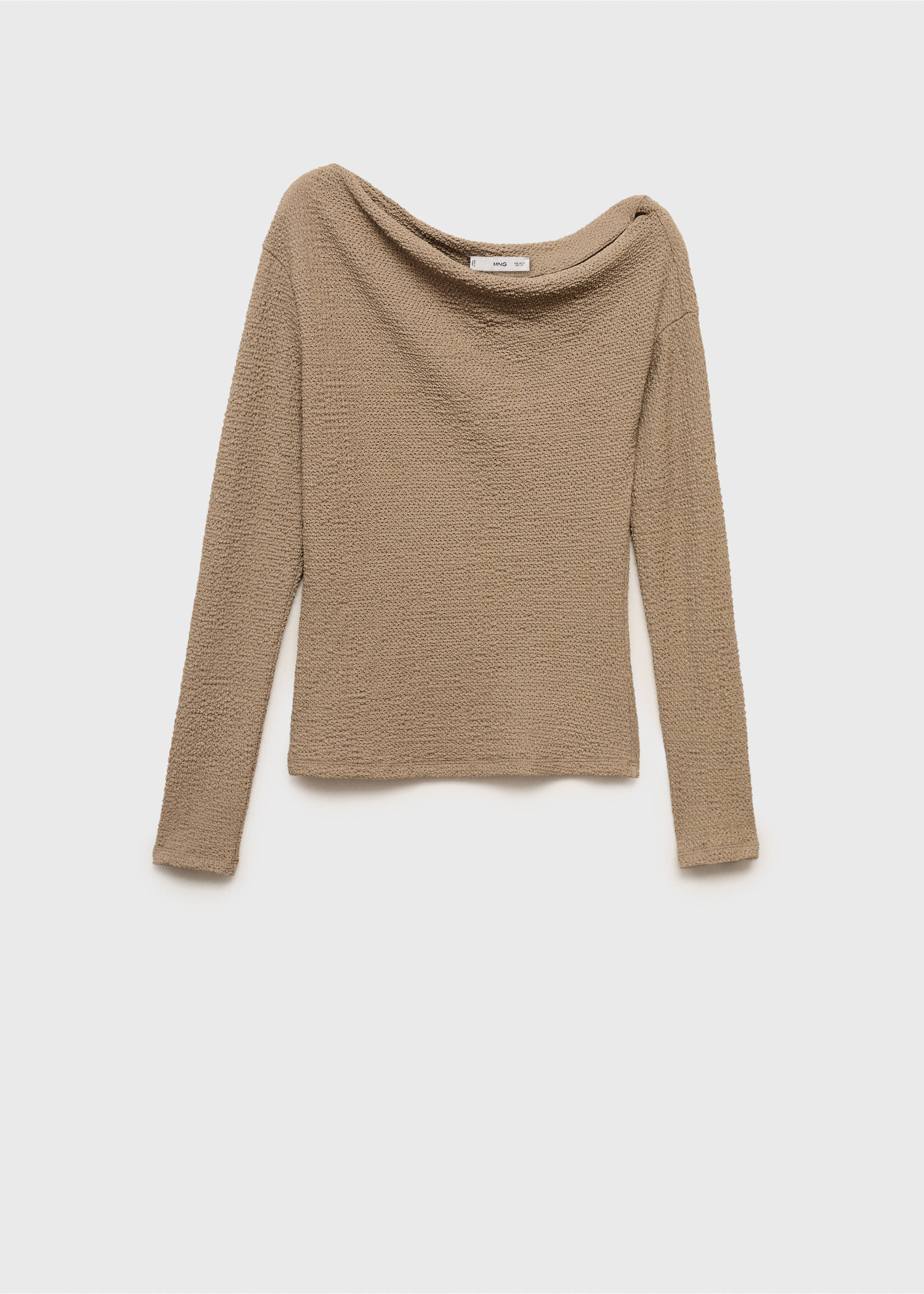 Textured asymmetrical neck t-shirt - Article without model, Olive Green. Ref: 87015767-00.