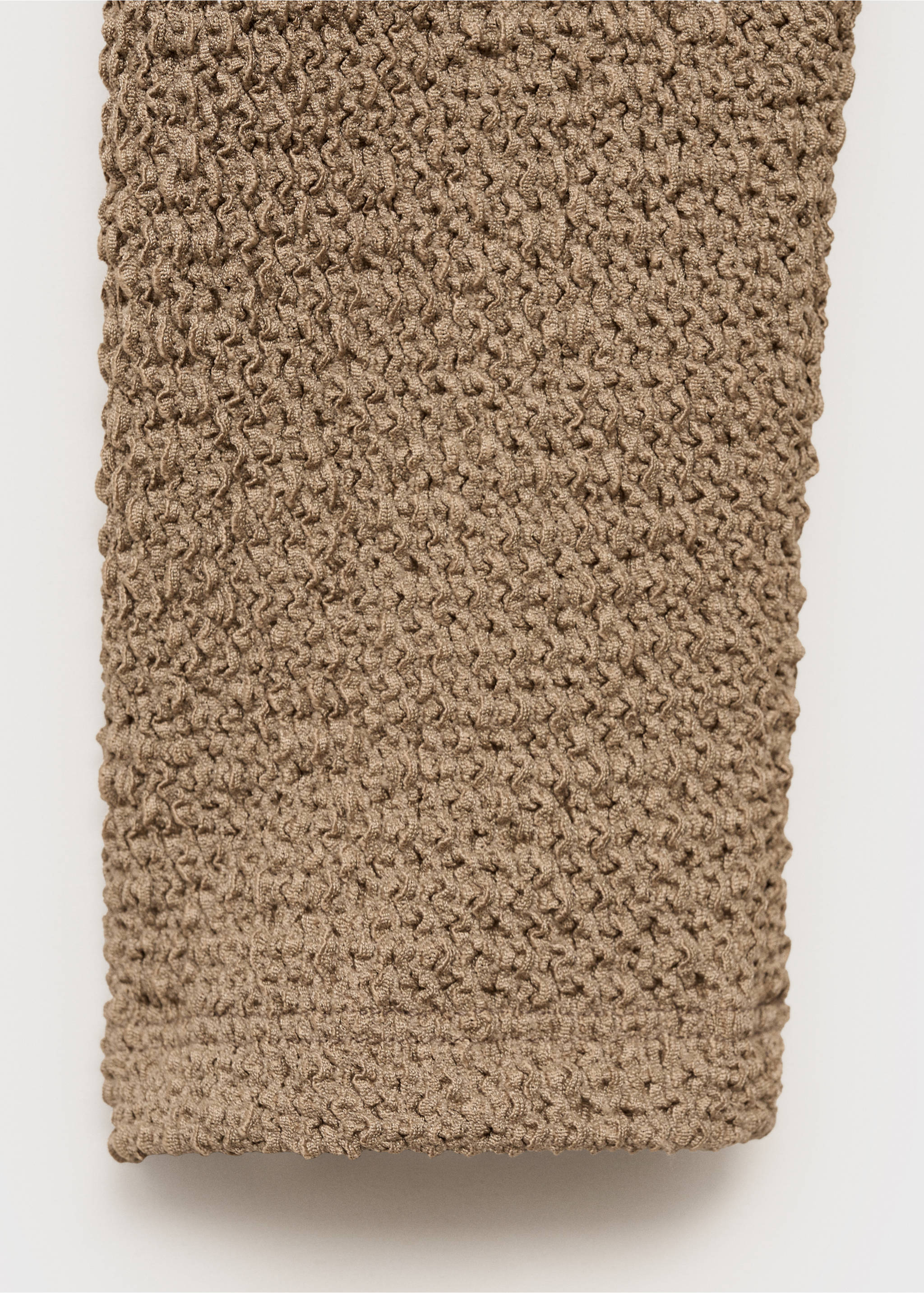 Textured asymmetrical neck t-shirt - Details of the article 0, Olive Green. Ref: 87015767-00.