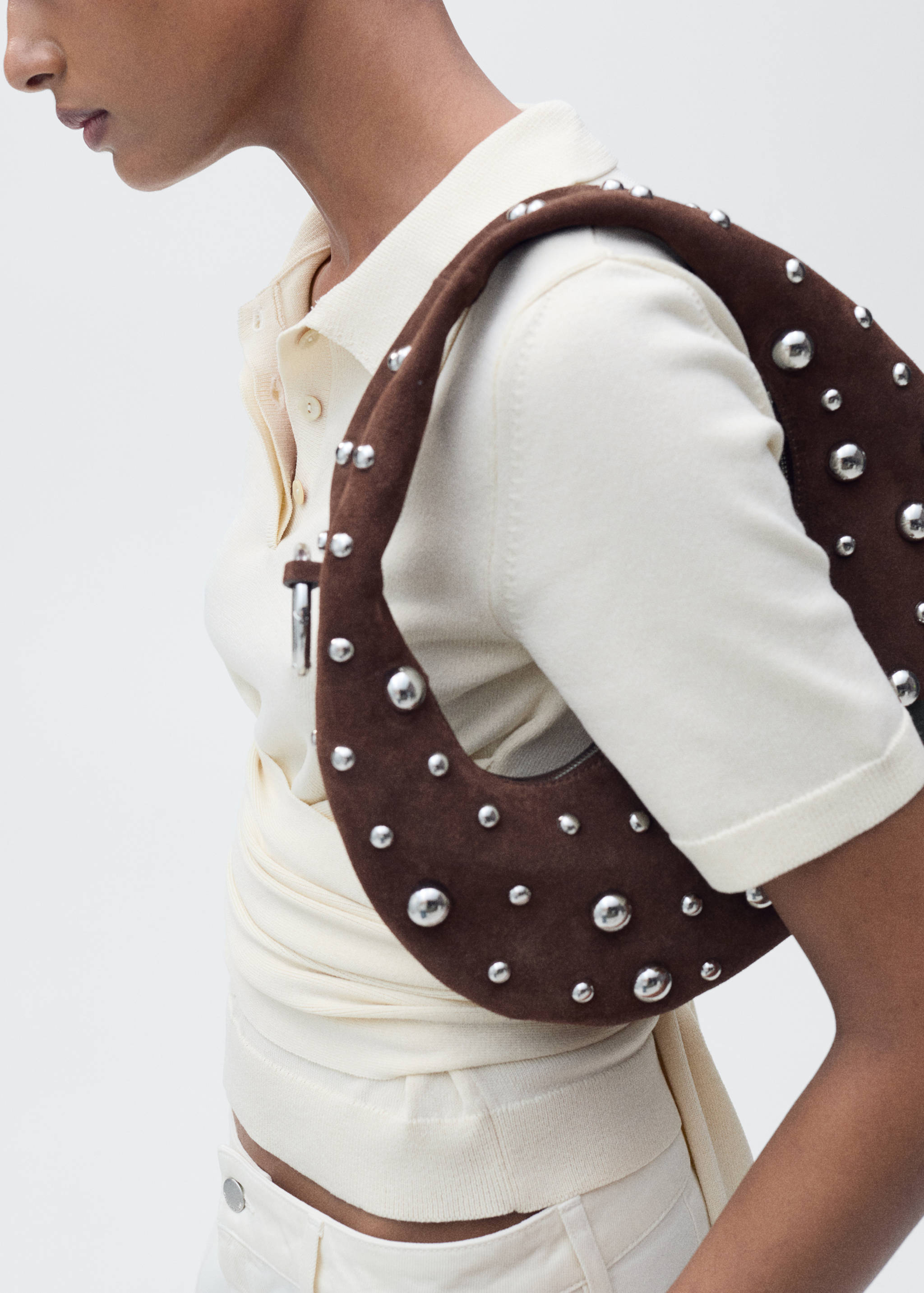 Short-sleeved sweater with knot detail - Medium plane