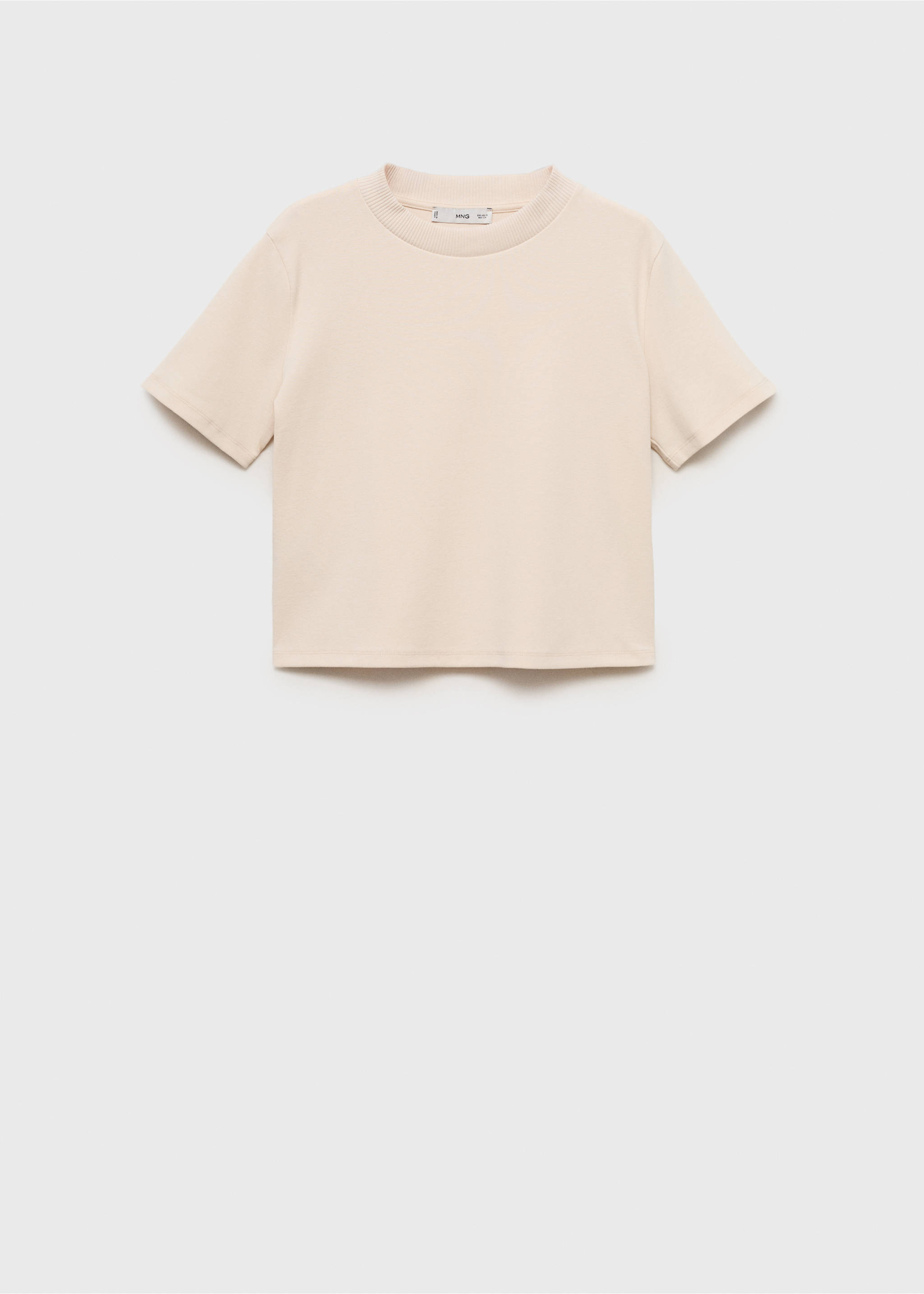 Short-sleeved cotton-blend t-shirt - Article without model, Beige. Ref: 87015769-00.