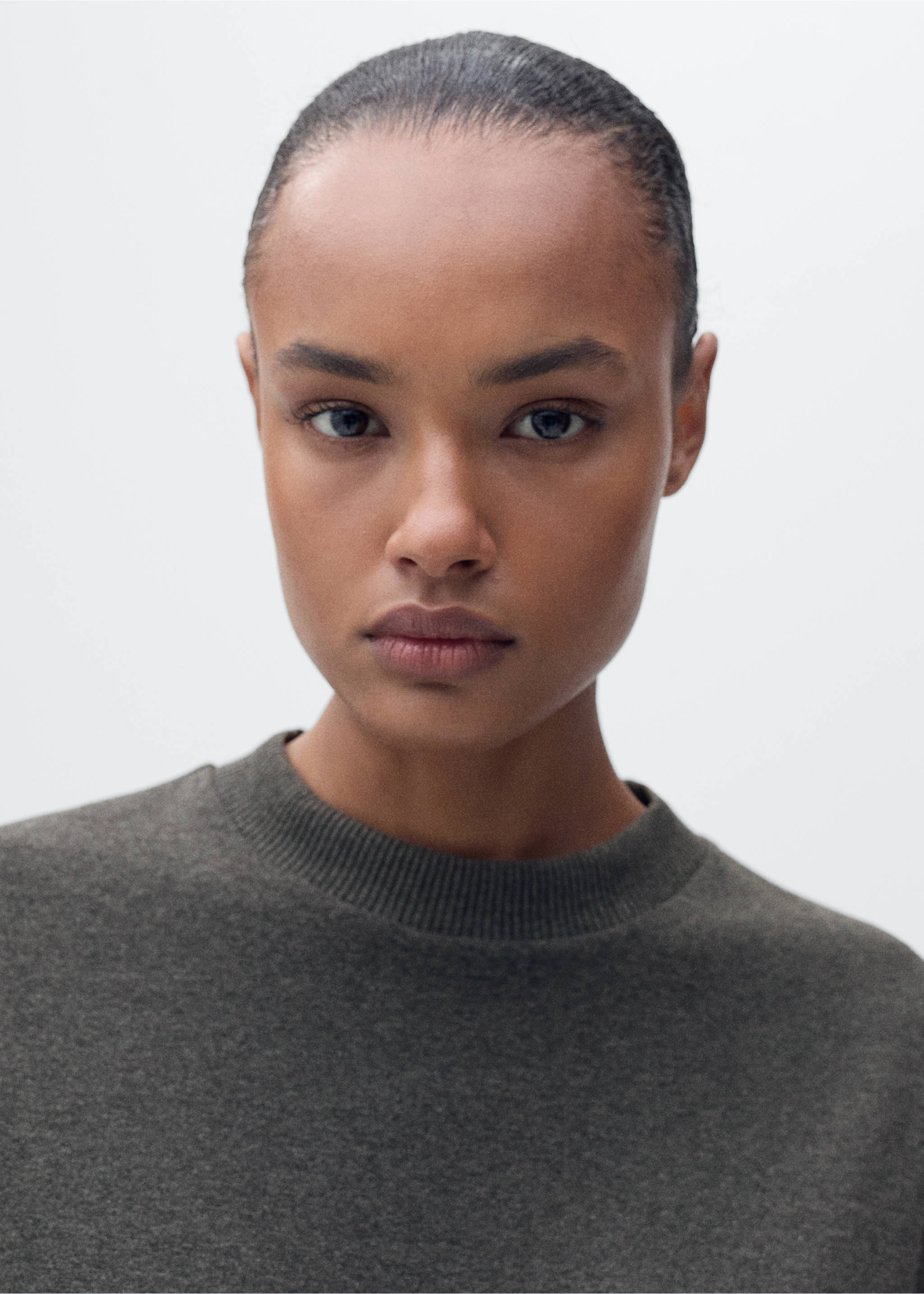 T-shirt en mélange de coton manches courtes - Détail de l'article 1, Gris chiné foncé. Ref: 87015769-00.