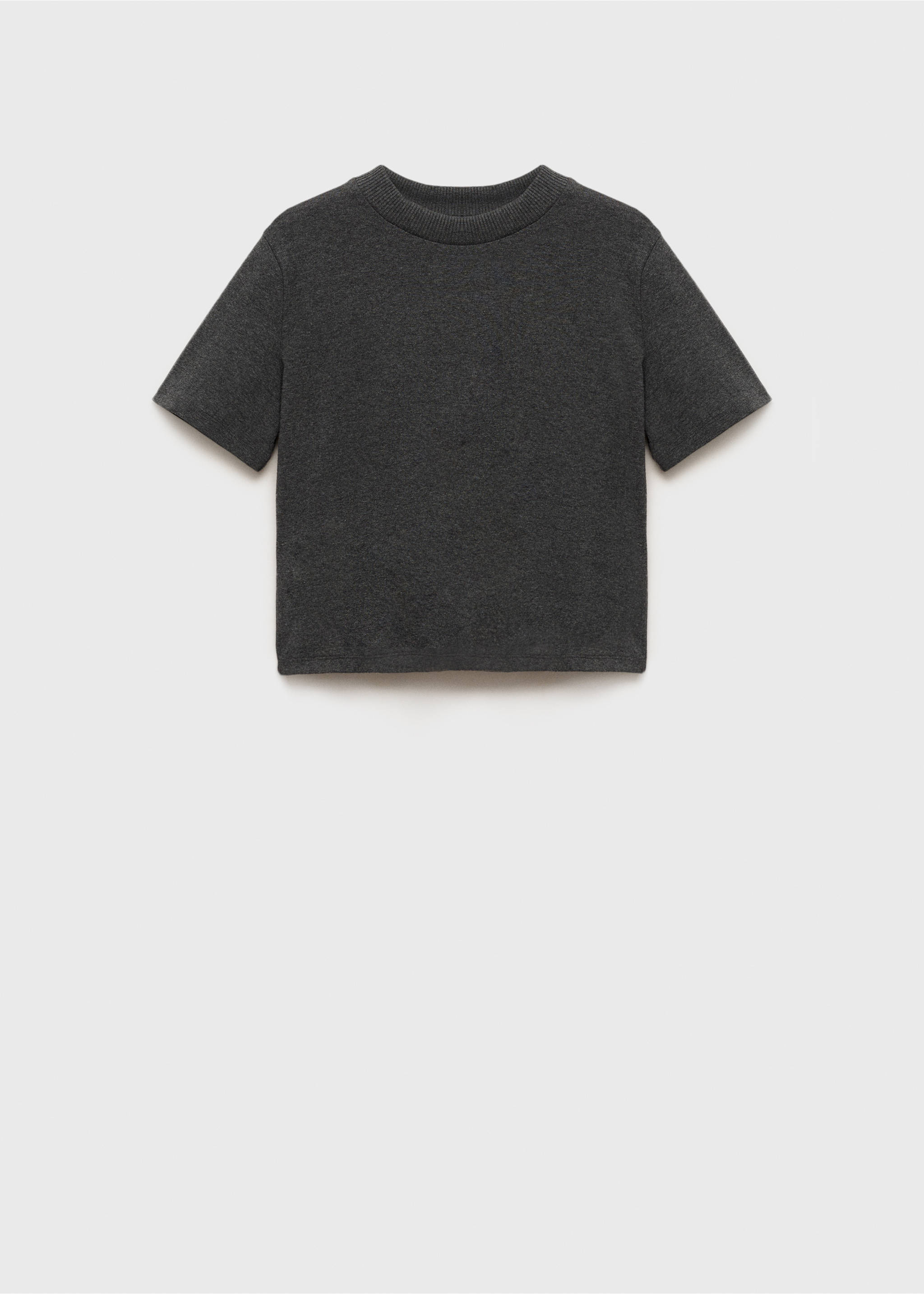 Short-sleeved cotton-blend t-shirt - Article without model, Dark Heather Grey. Ref: 87015769-00.