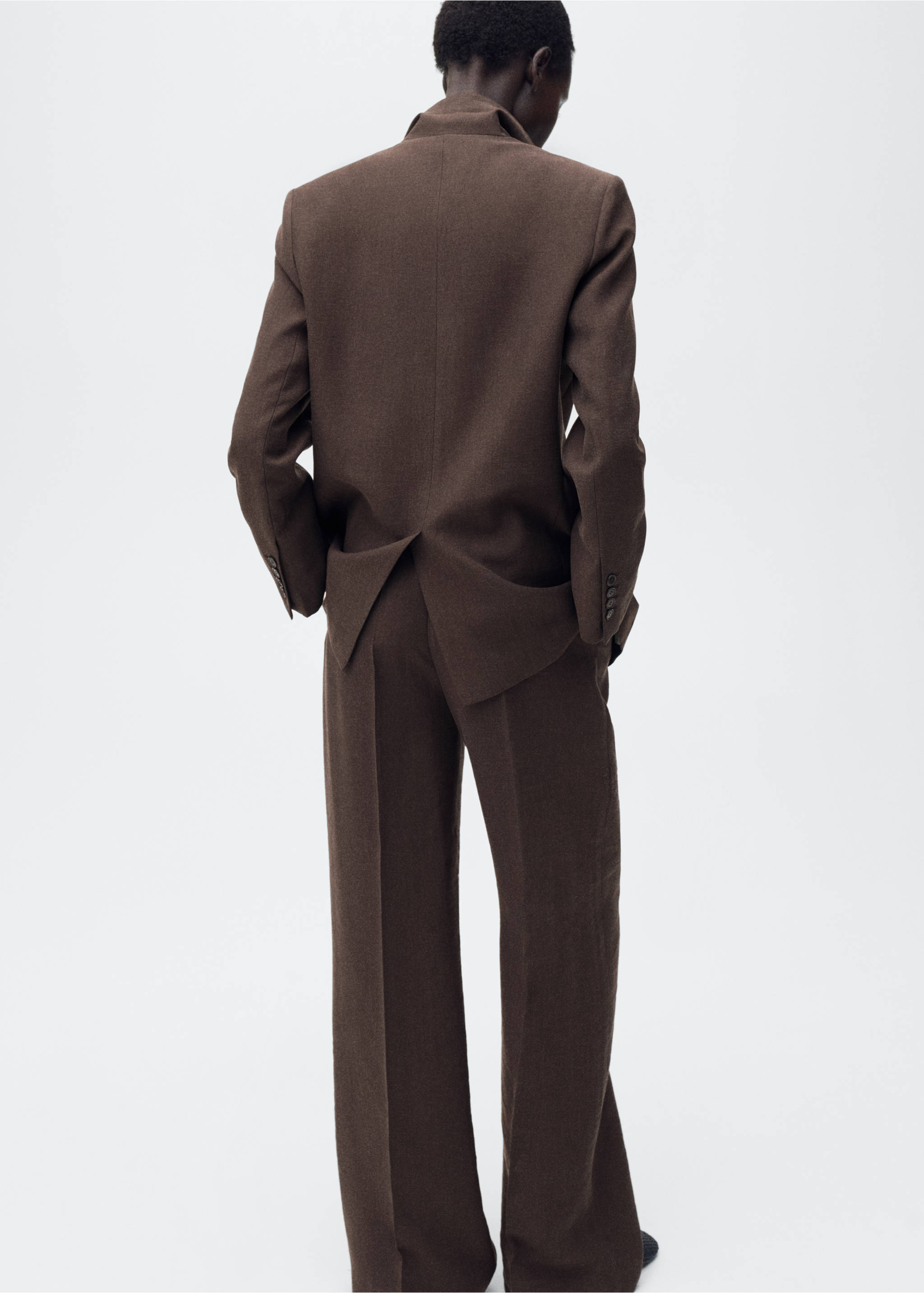 Straight lyocell suit trousers - Reverse of the article, Brown. Ref: 87015770-00.
