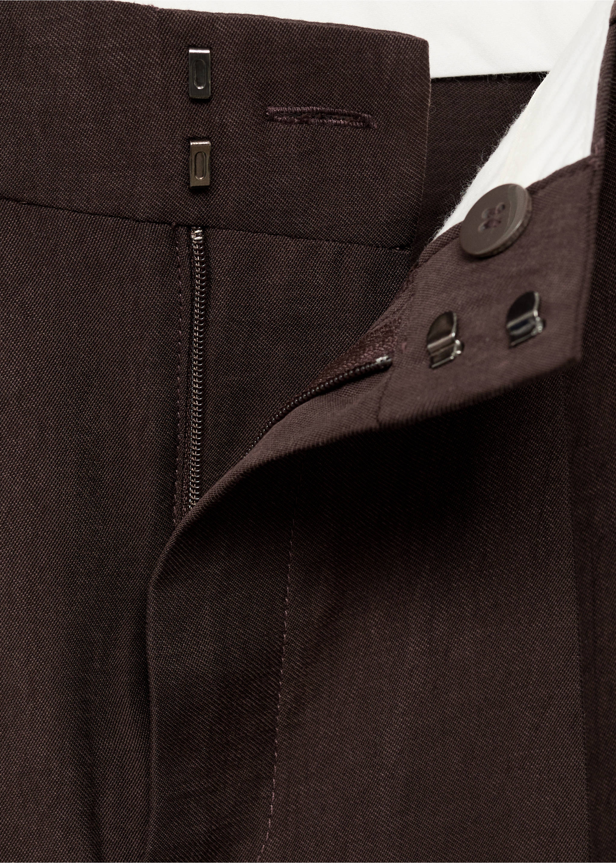 Straight lyocell suit trousers - Details of the article 8, Brown. Ref: 87015770-00.