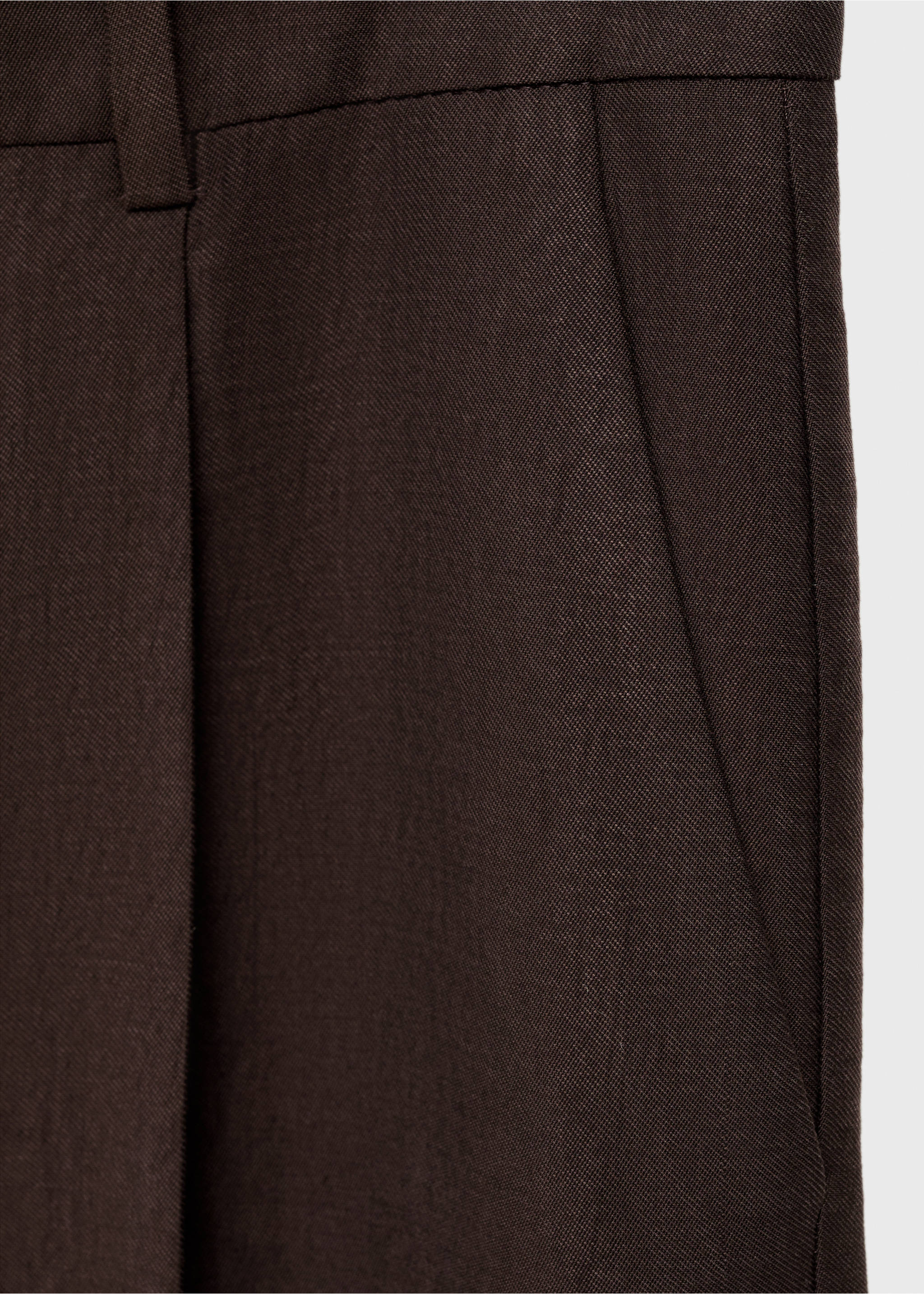 Straight lyocell suit trousers - Details of the article 0, Brown. Ref: 87015770-00.