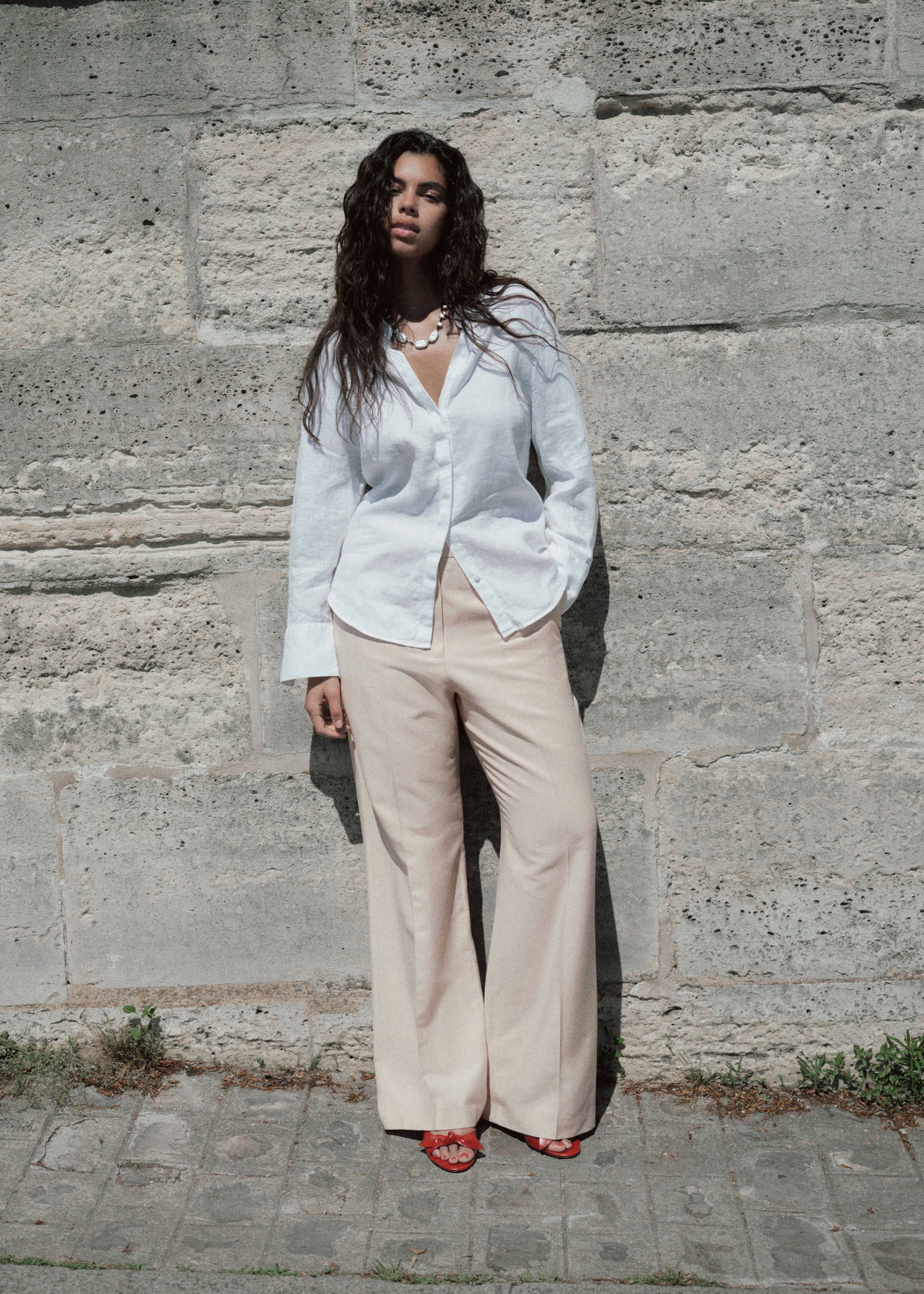 Pantalón recto traje - Detalle del artículo 6, Nude. Ref: 87015771-00.