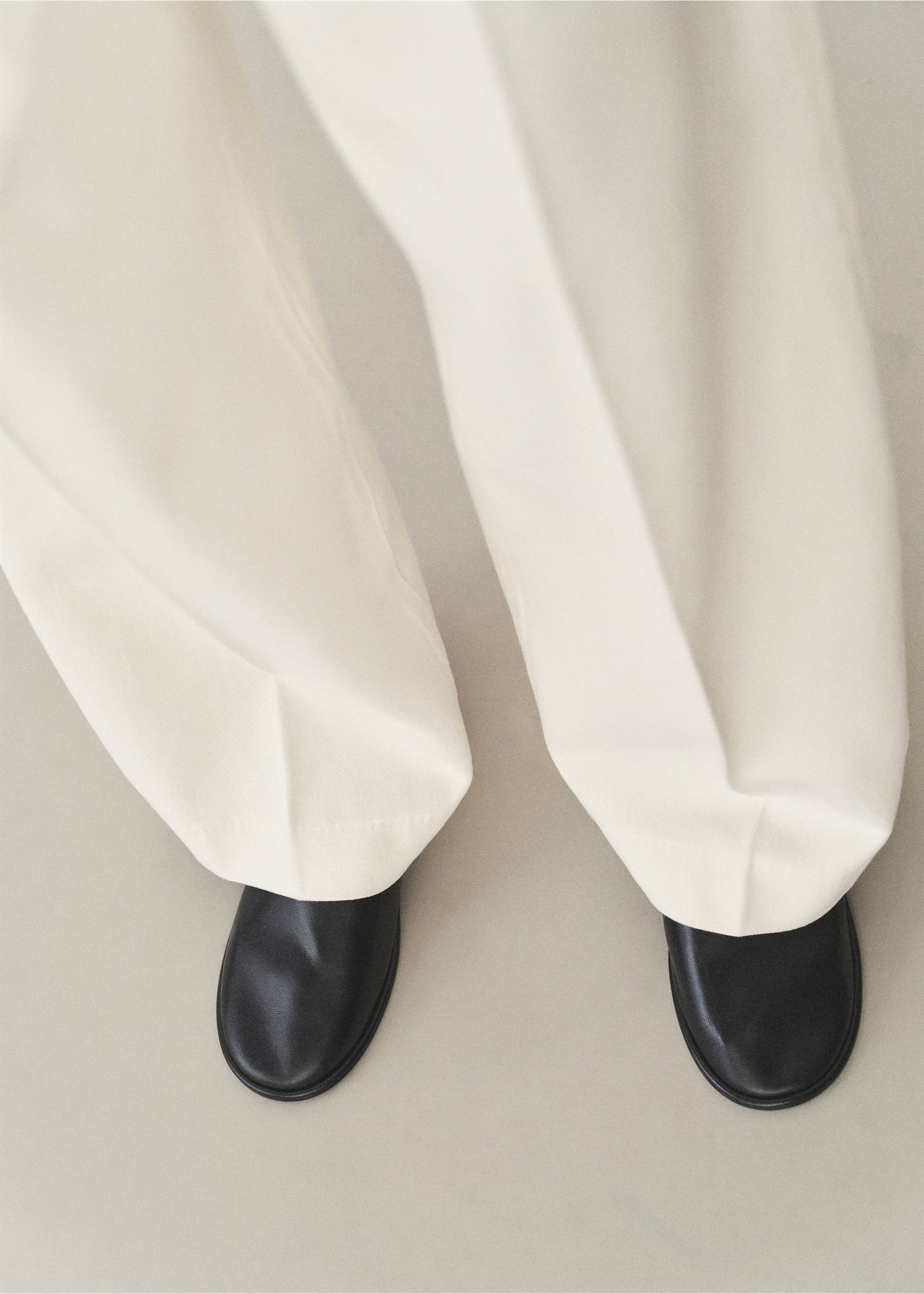 Cotton wide leg trousers - Details of the article 2, Ecru. Ref: 87015772-00.
