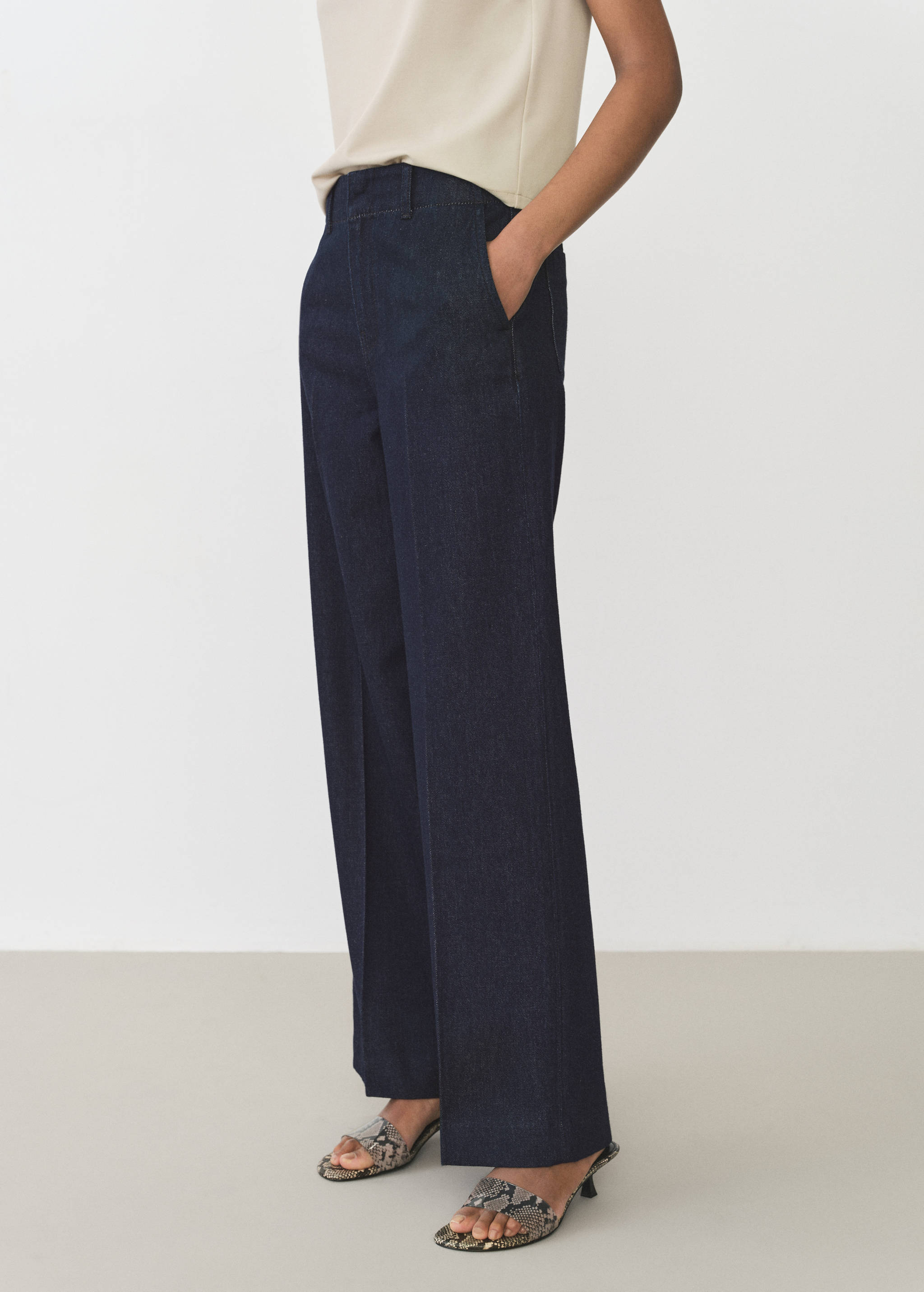 Pantalon denim wideleg - Plan moyen