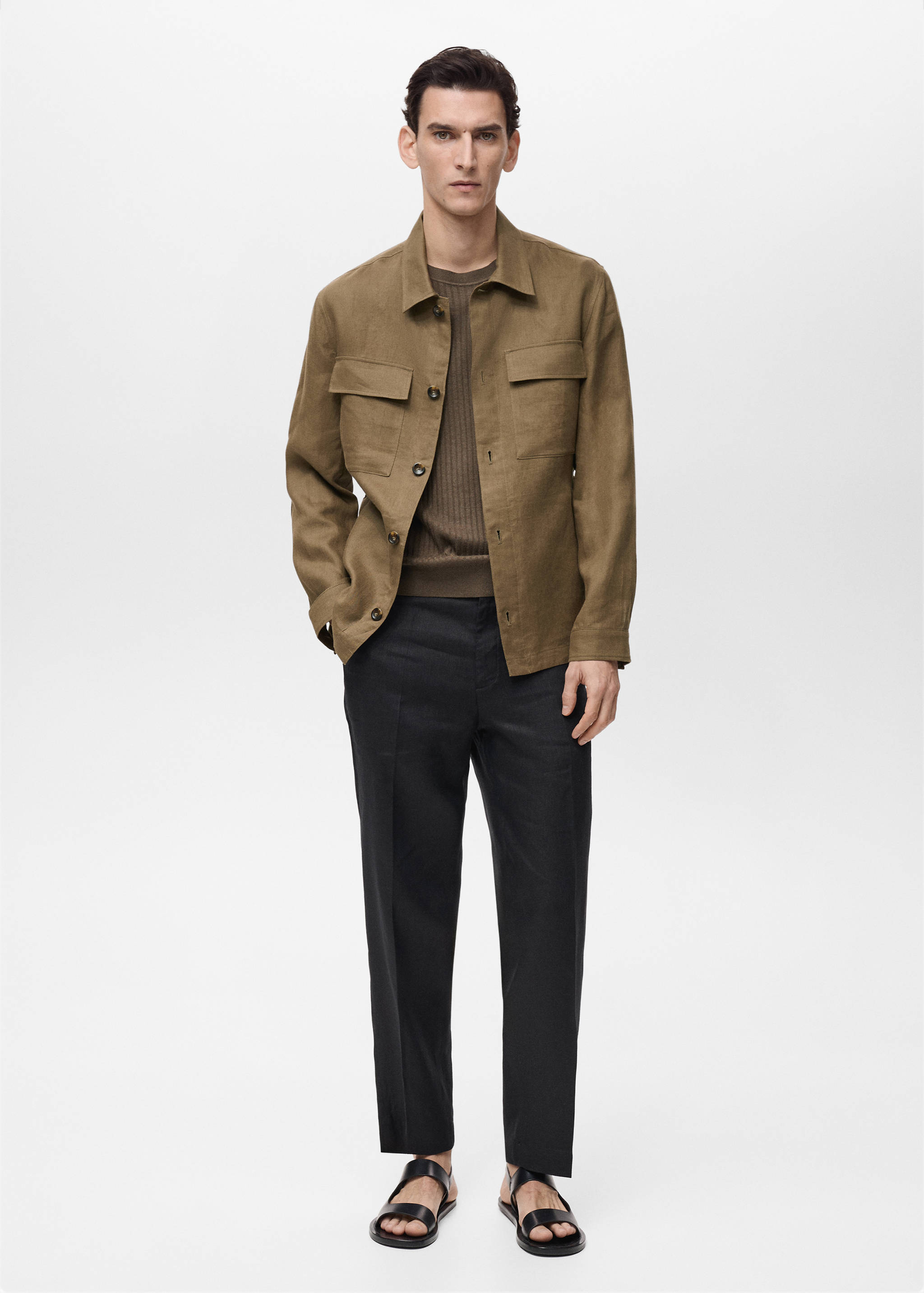 Overshirt mit Taschen aus 100 % Leinen - Allgemeine Ansicht