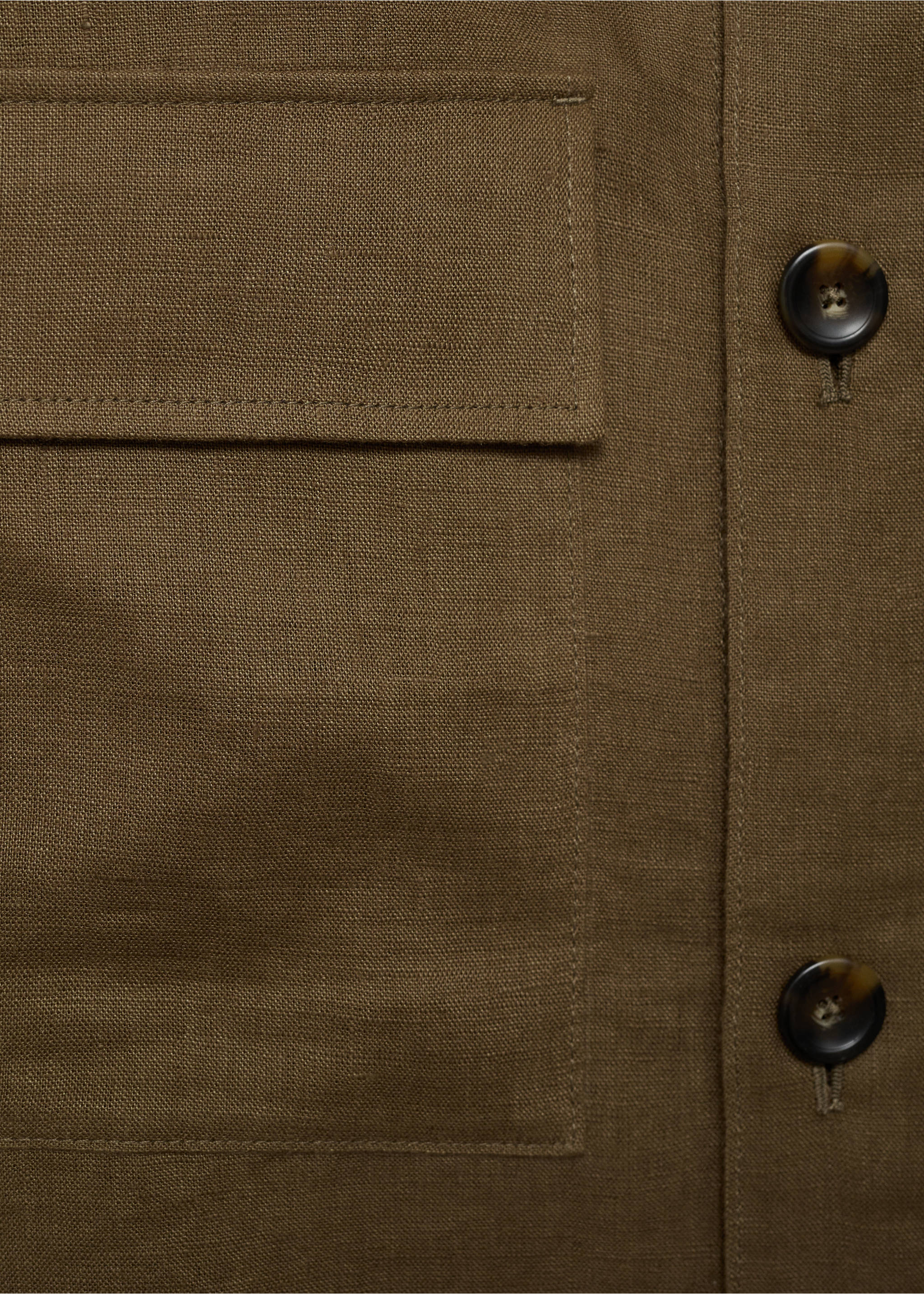 Overshirt mit Taschen aus 100 % Leinen - Detail des Artikels 0, Khaki. Ref: 87015922-00.