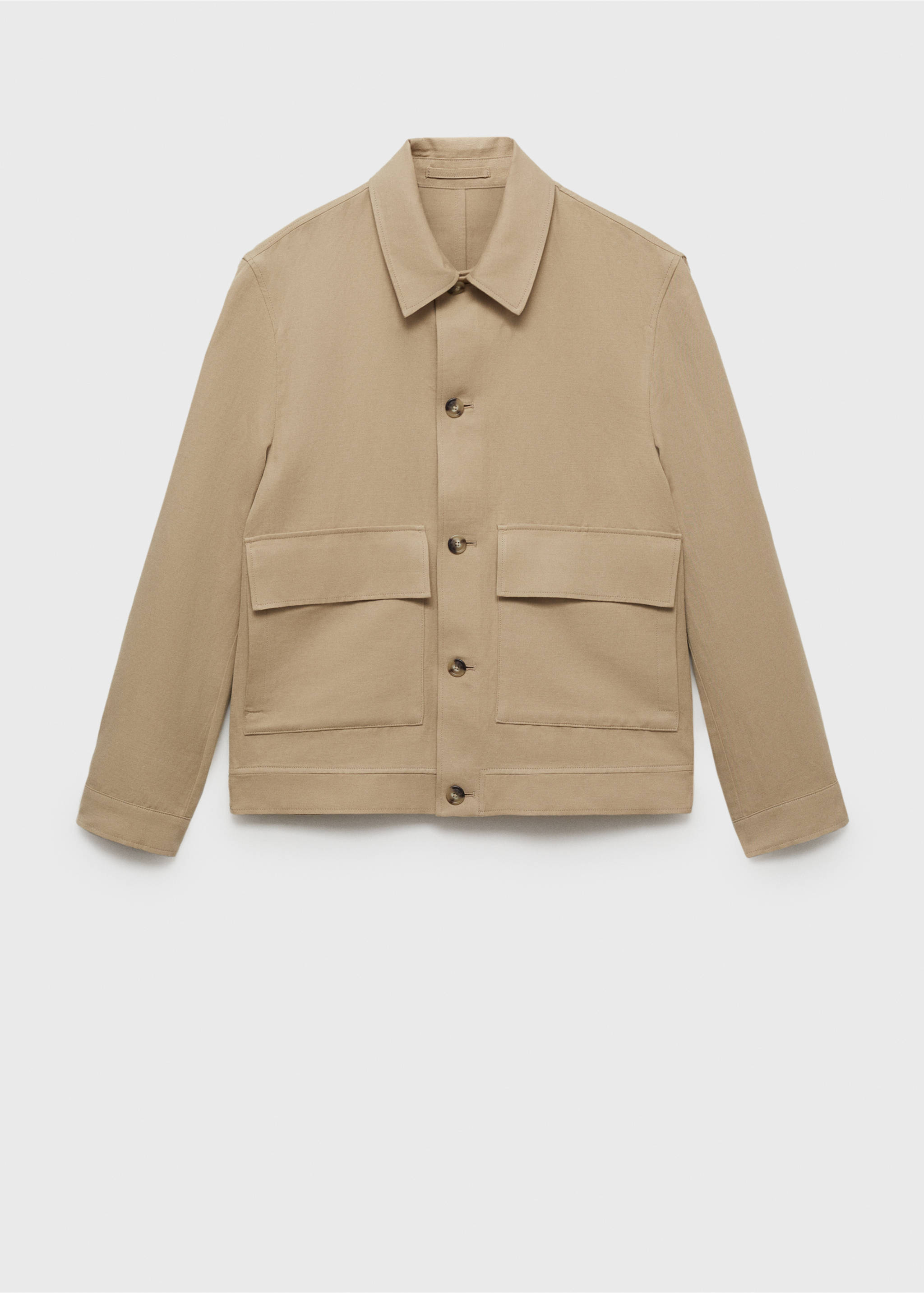 Veste en lin mélangé avec boutons - Article sans modèle, Beige. Ref: 87015923-00.