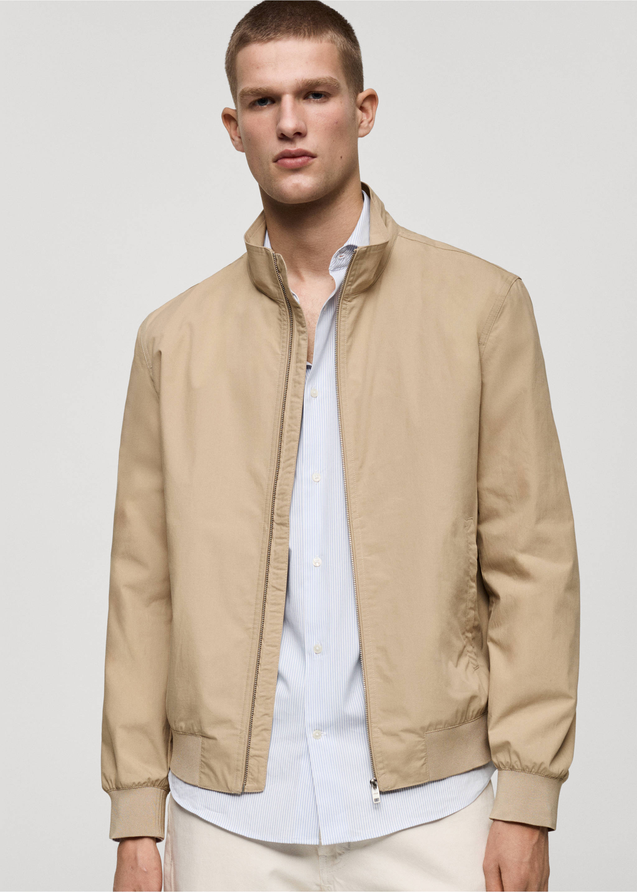 Lightweight jacket with funnel neck - Medium plane, Beige. Ref: 87015924-00.