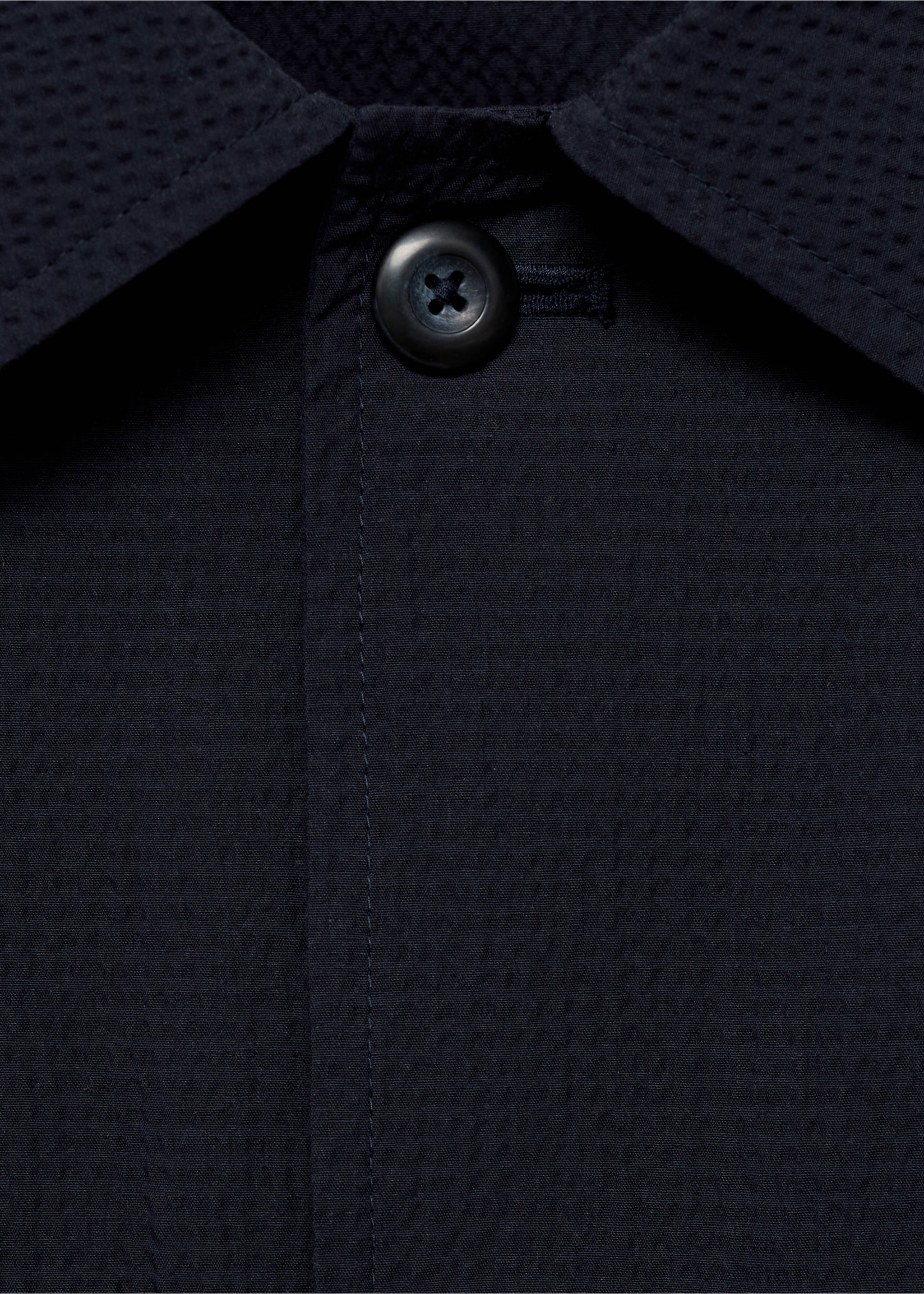 Cotton seersucker jacket - Details of the article 8, Dark Navy. Ref: 87015927-00.