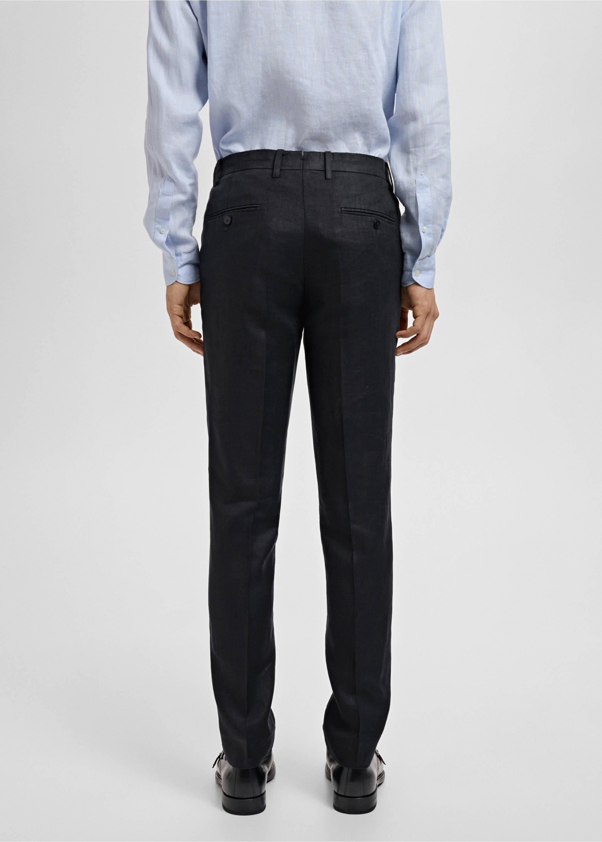 Amalfi 100% linen slim-fit suit trousers - Reverse of the article, Black. Ref: 87015932-00.