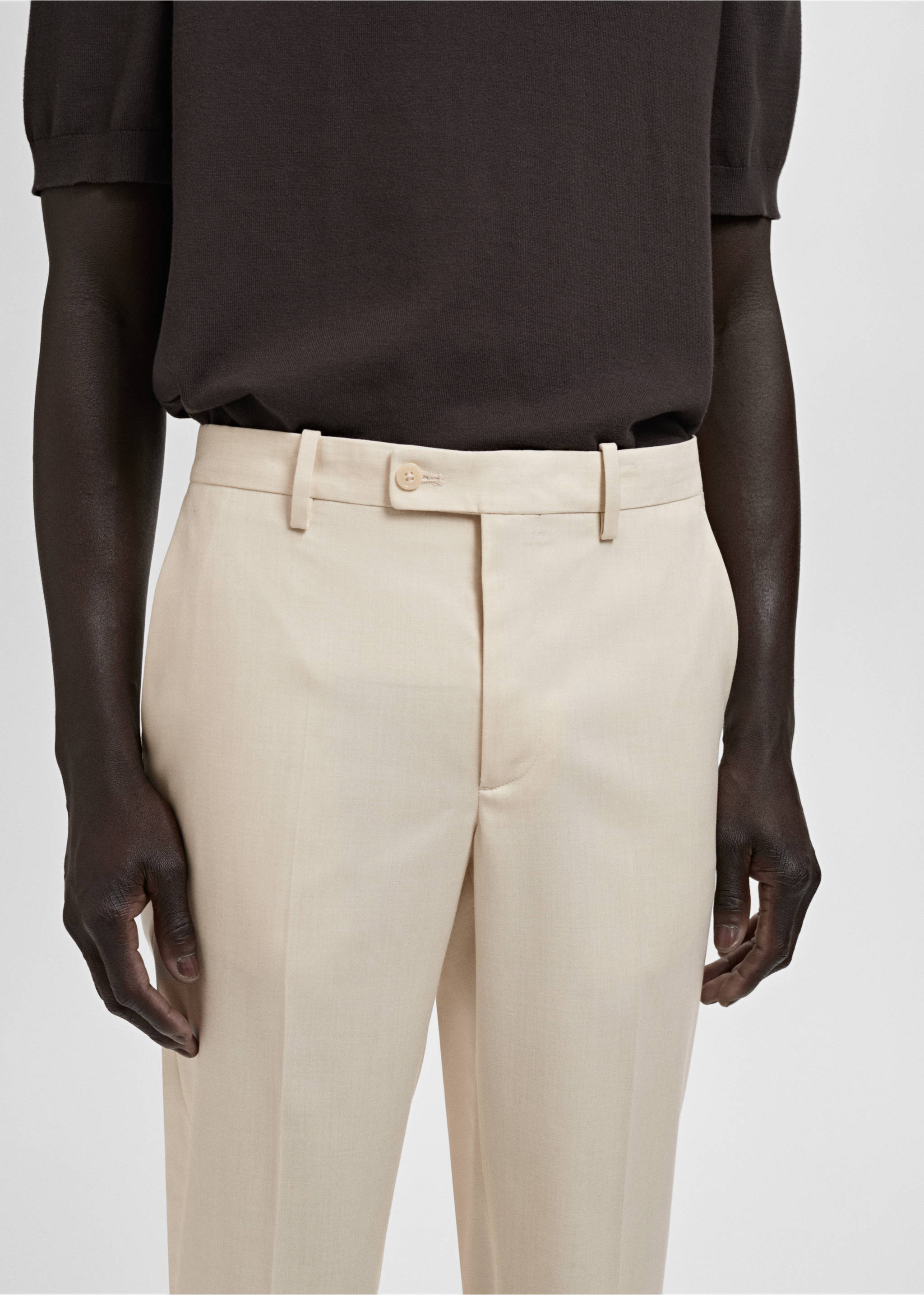 Milan slim-fit suit trousers - Details of the article 1, Ecru. Ref: 87015933-00.