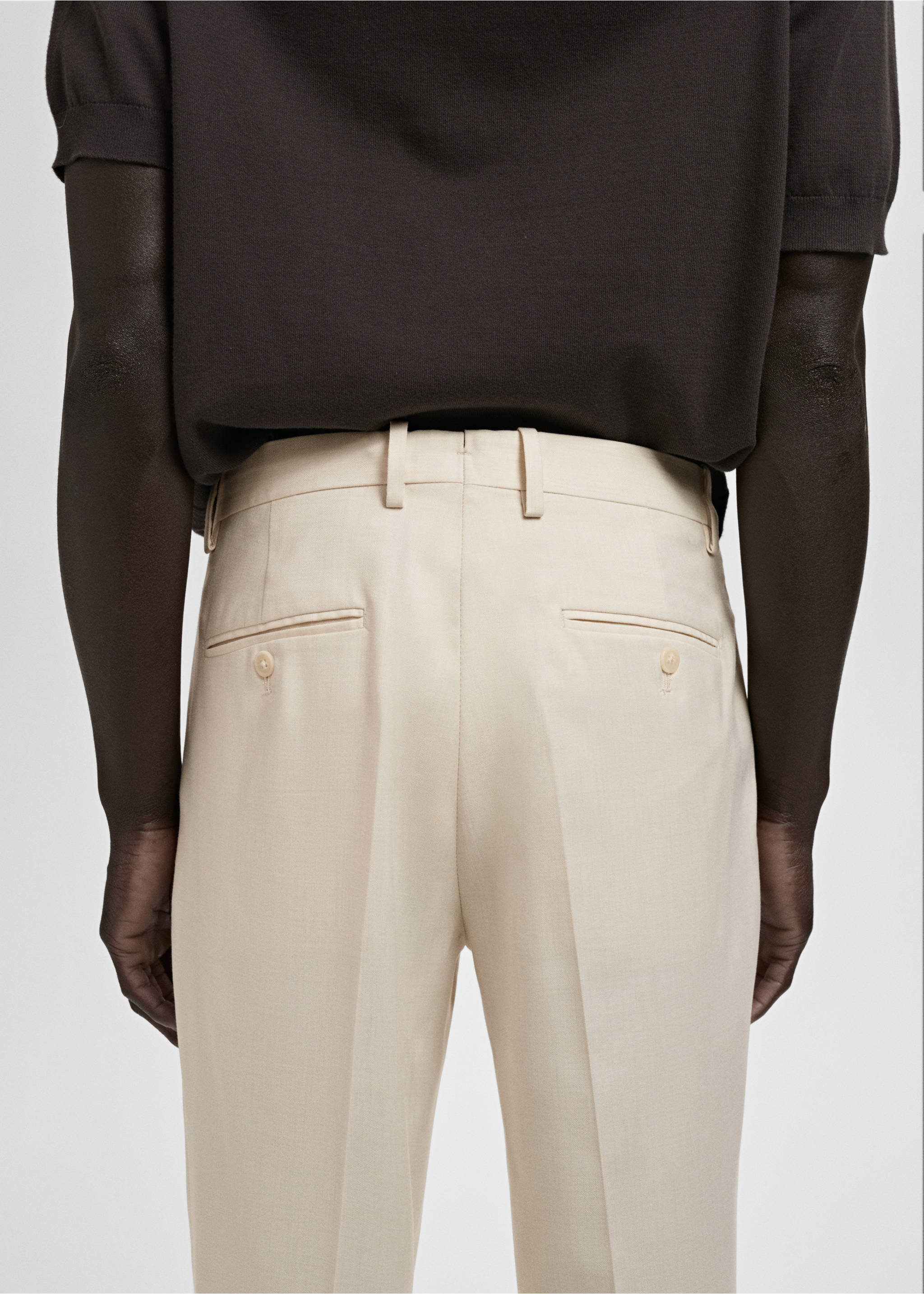 Milan slim-fit suit trousers - Details of the article 6, Ecru. Ref: 87015933-00.