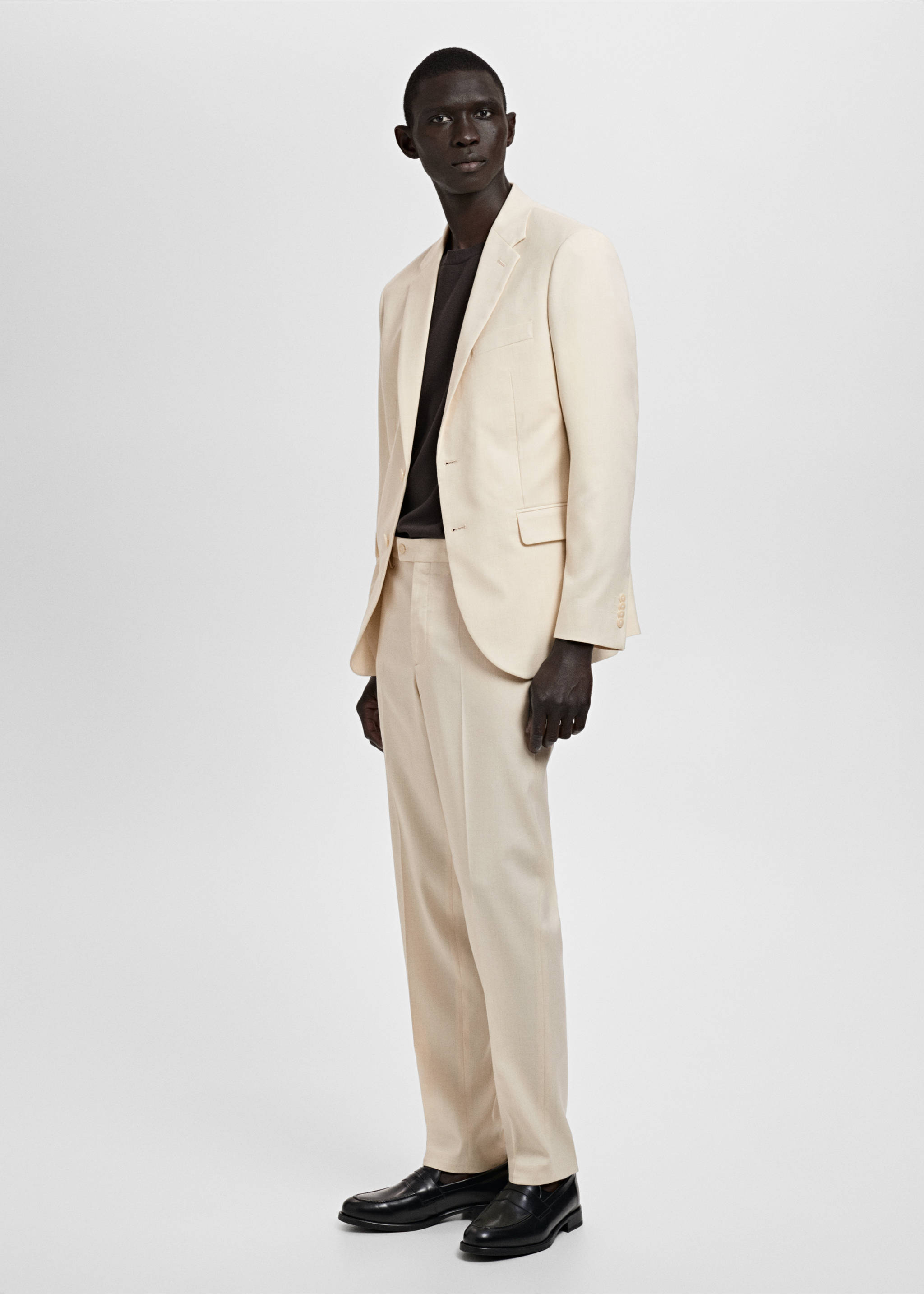 Milan slim-fit suit trousers - Details of the article 2, Ecru. Ref: 87015933-00.