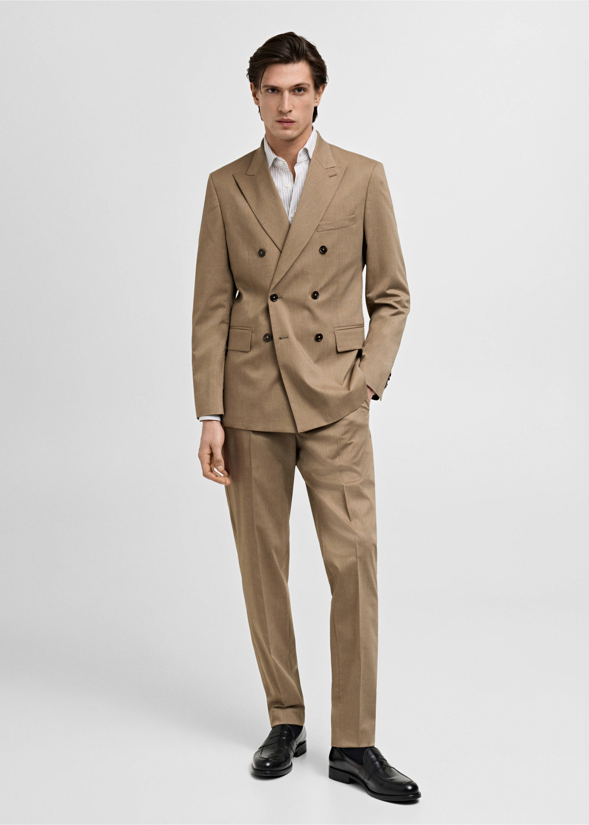 Monaco slim-fit suit trousers - General plane, Medium Brown. Ref: 87015936-00.
