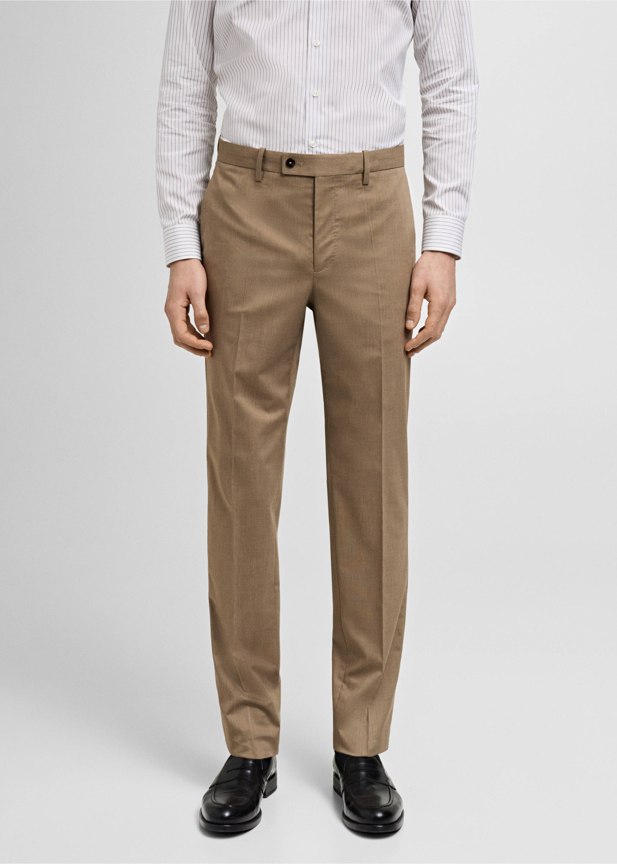 Monaco slim-fit suit trousers - Medium plane, Medium Brown. Ref: 87015936-00.