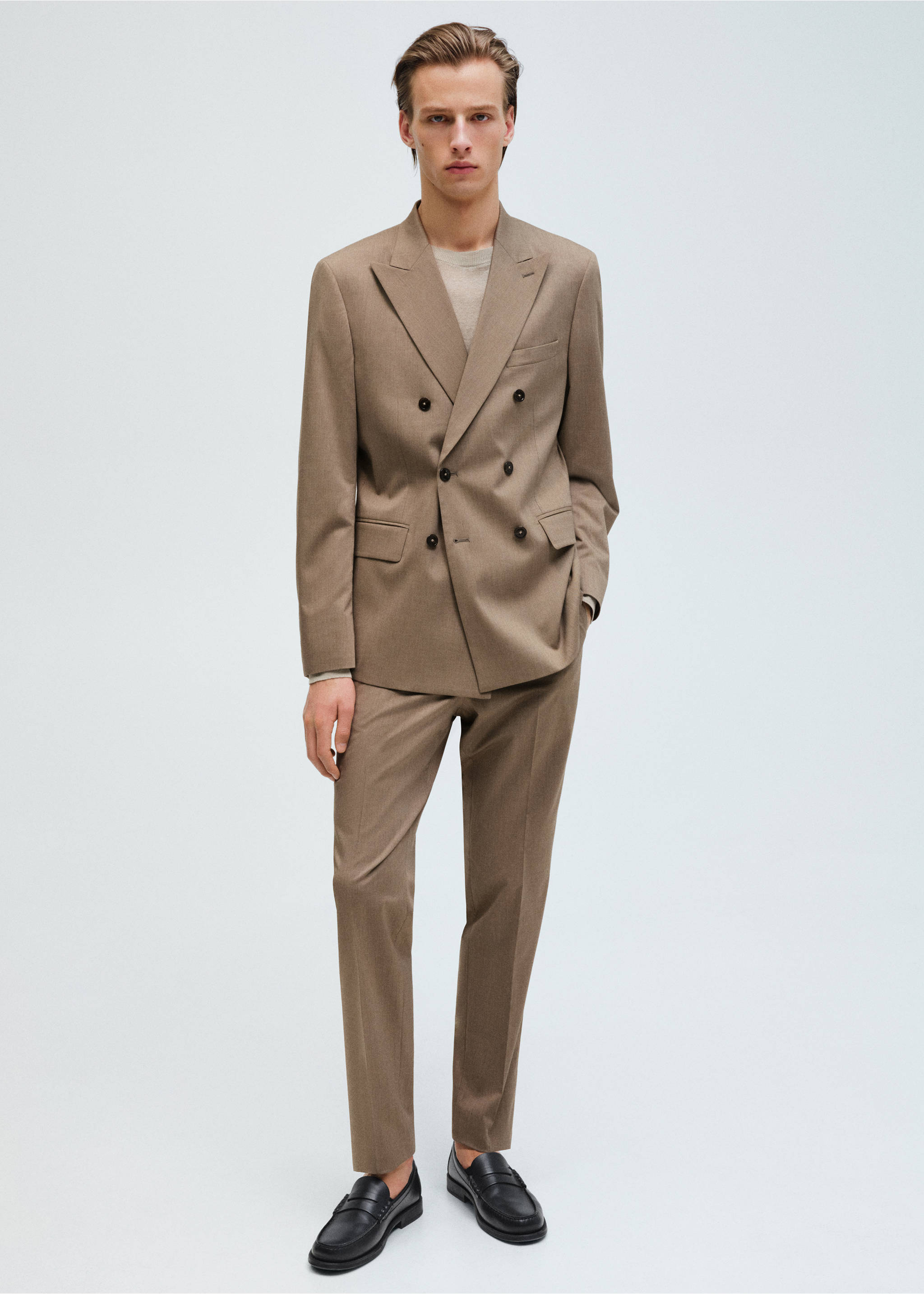 Monaco slim-fit suit trousers - Details of the article 5, Medium Brown. Ref: 87015936-00.