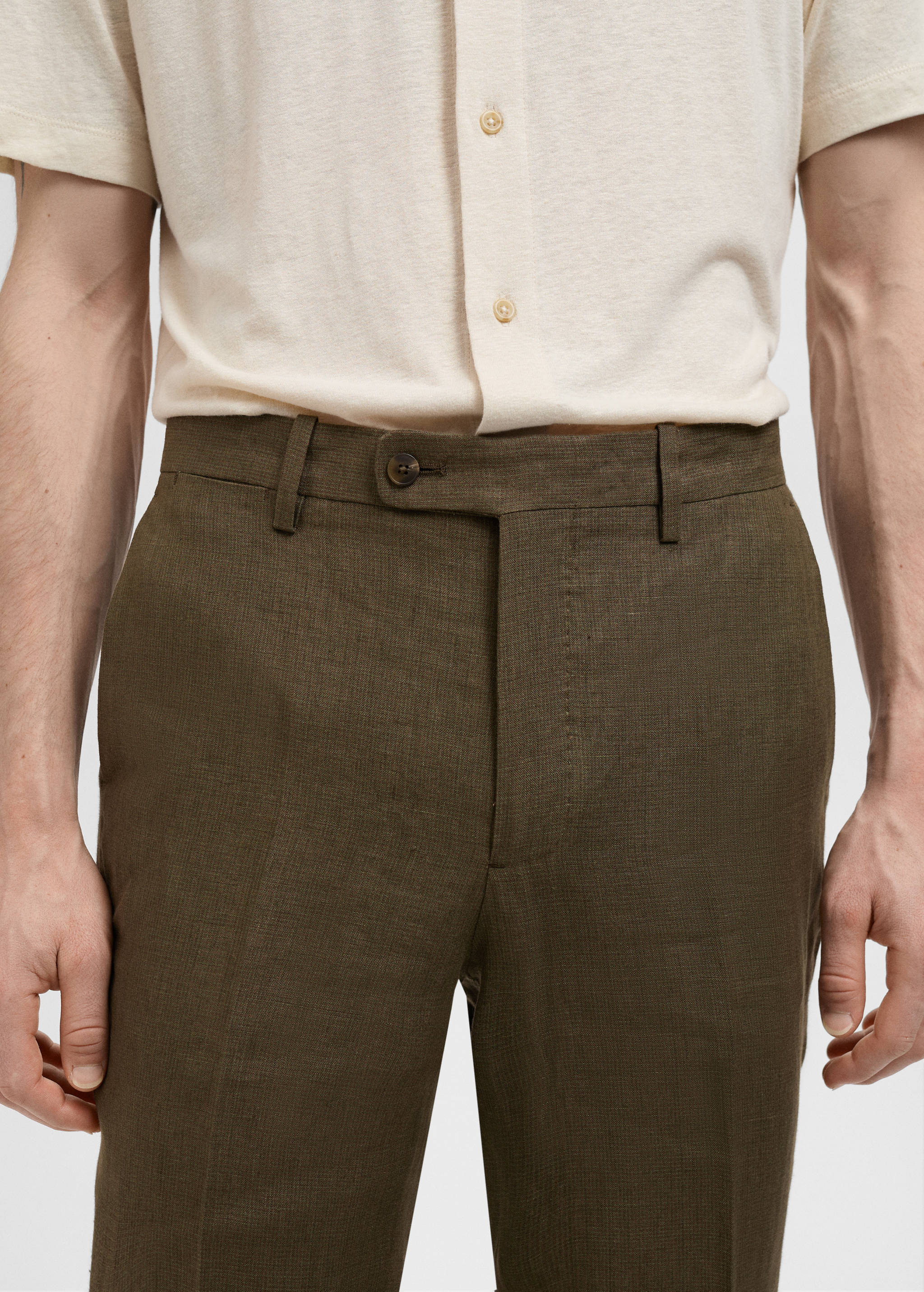 Amalfi 100% linen slim-fit suit trousers - Details of the article 1