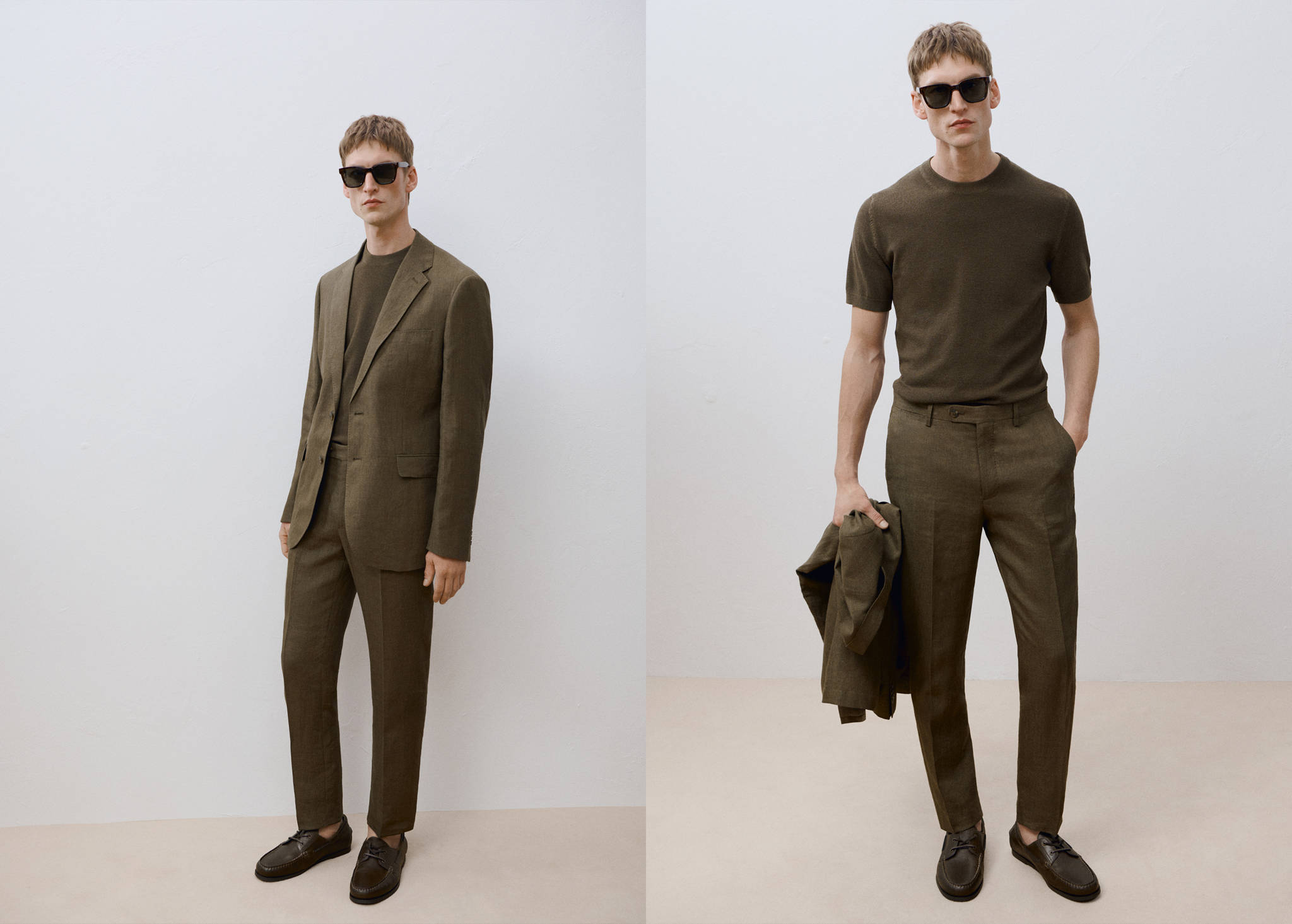Amalfi 100% linen slim-fit suit trousers - Panoramic plane