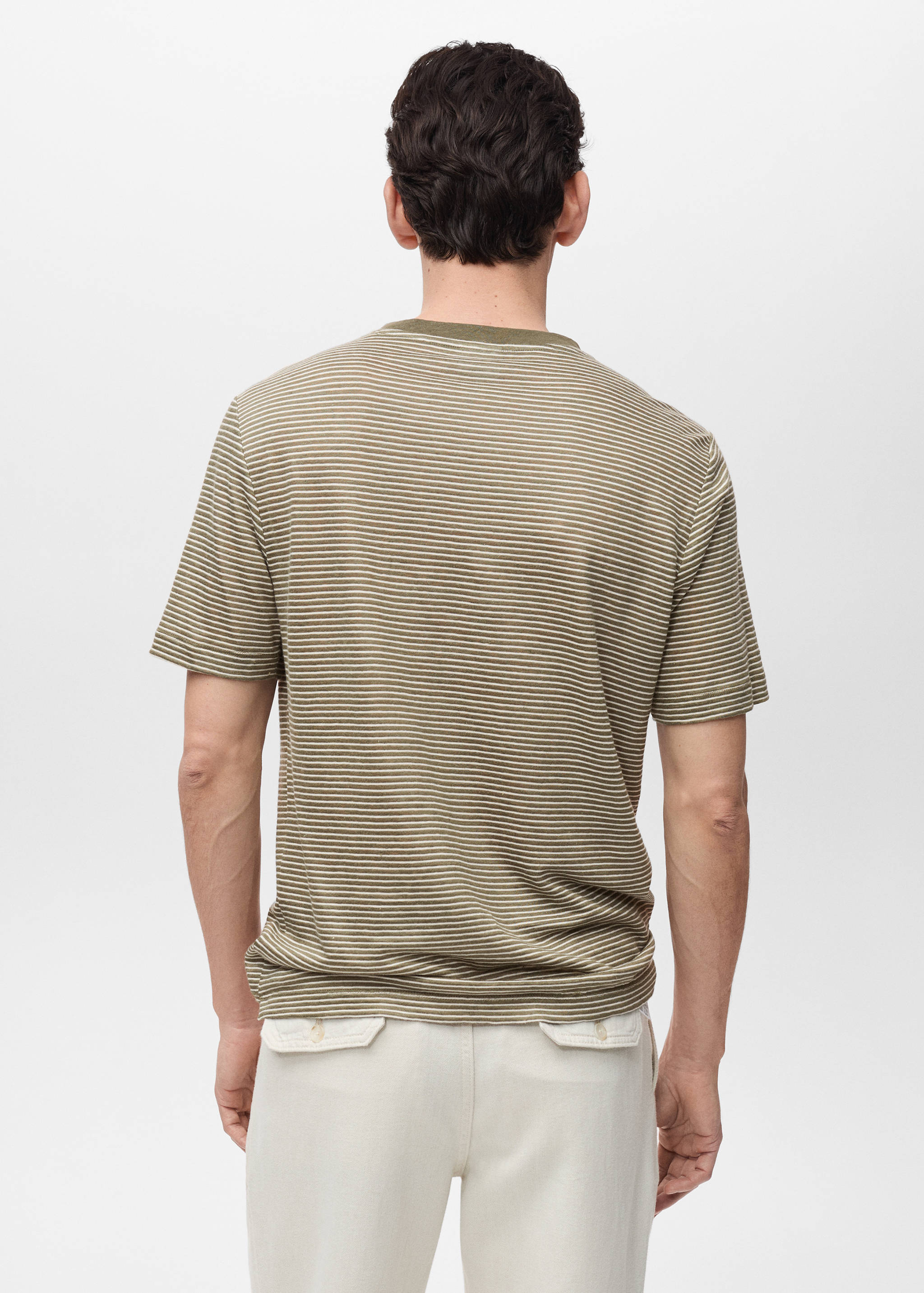 Striped slim-fit linen t-shirt - Reverse of the article