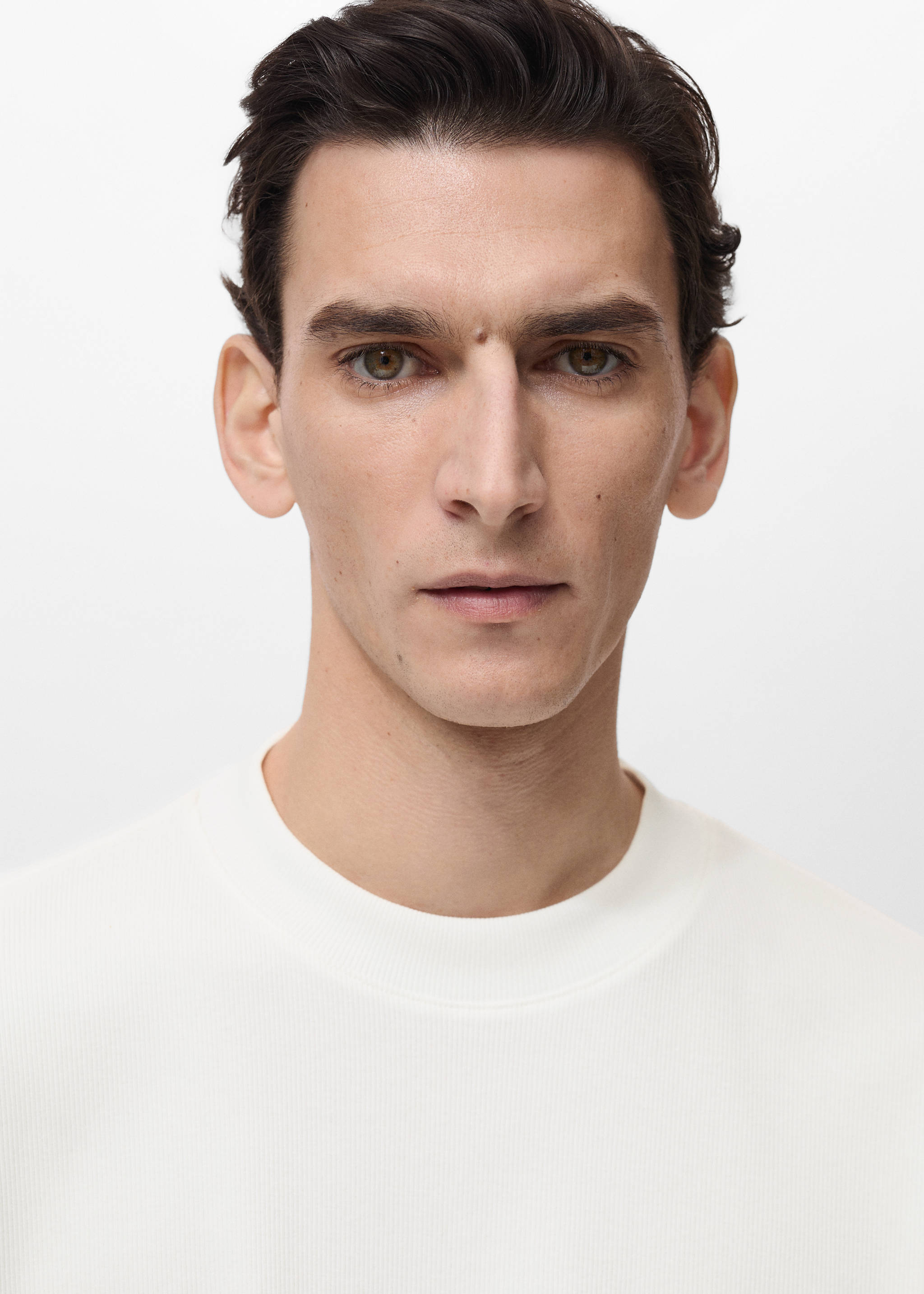 Regular fit ribbed cotton t-shirt - Details of the article 1