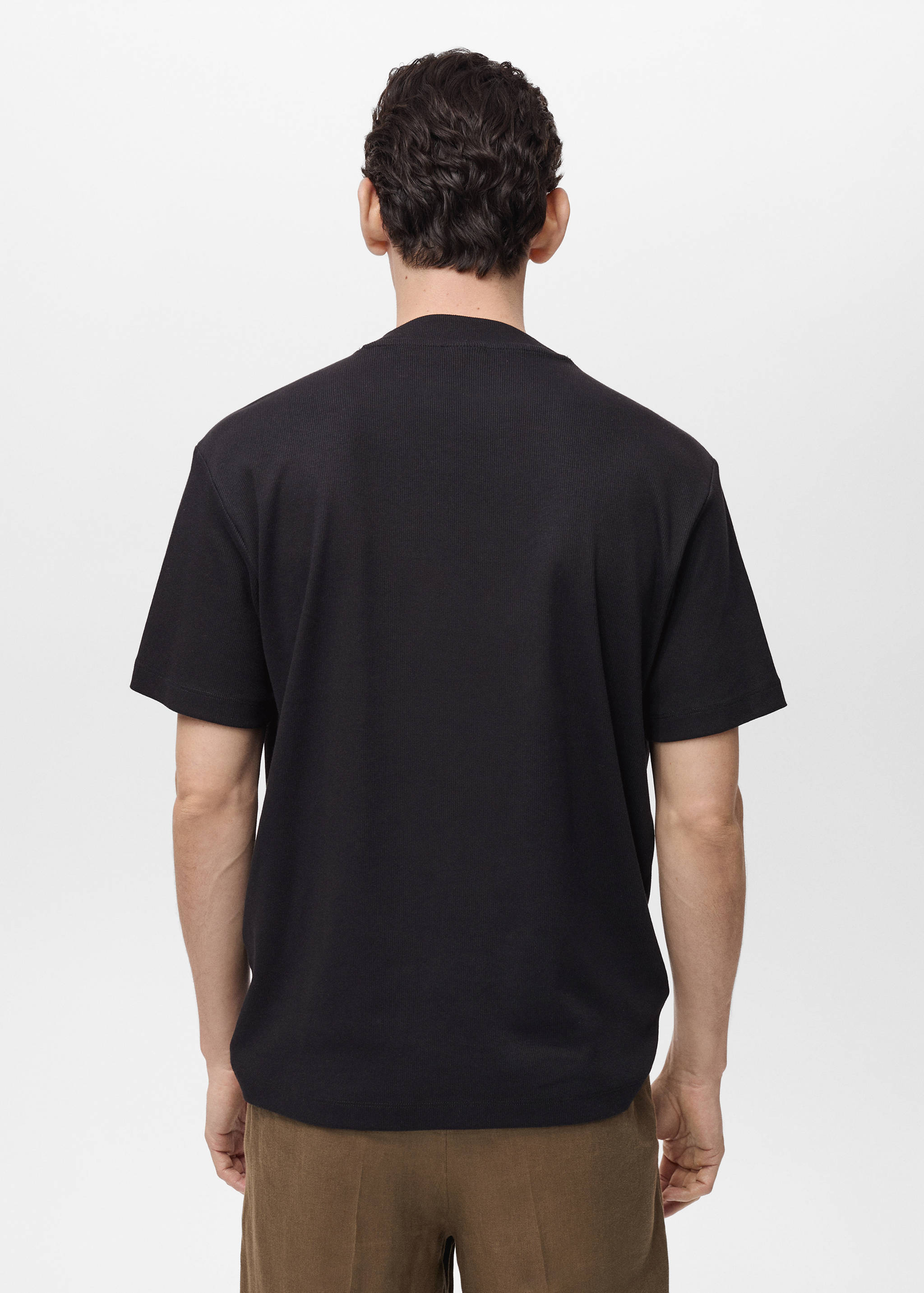 Regular fit ribbed cotton t-shirt - Reverse of the article