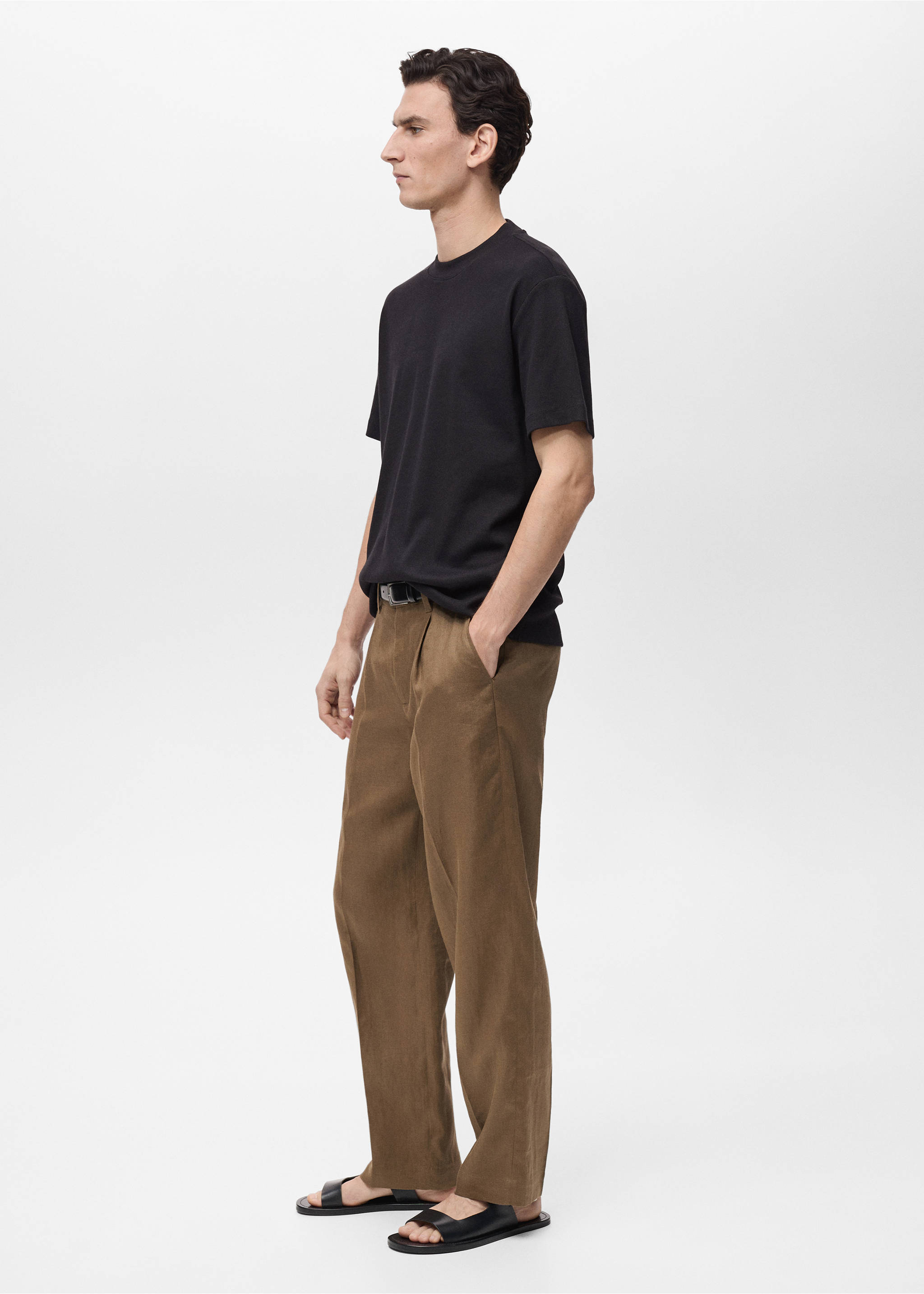 Geripptes Regular-Fit-T-Shirt aus Baumwolle - Detail des Artikels 2, Schwarz. Ref: 87015940-00.