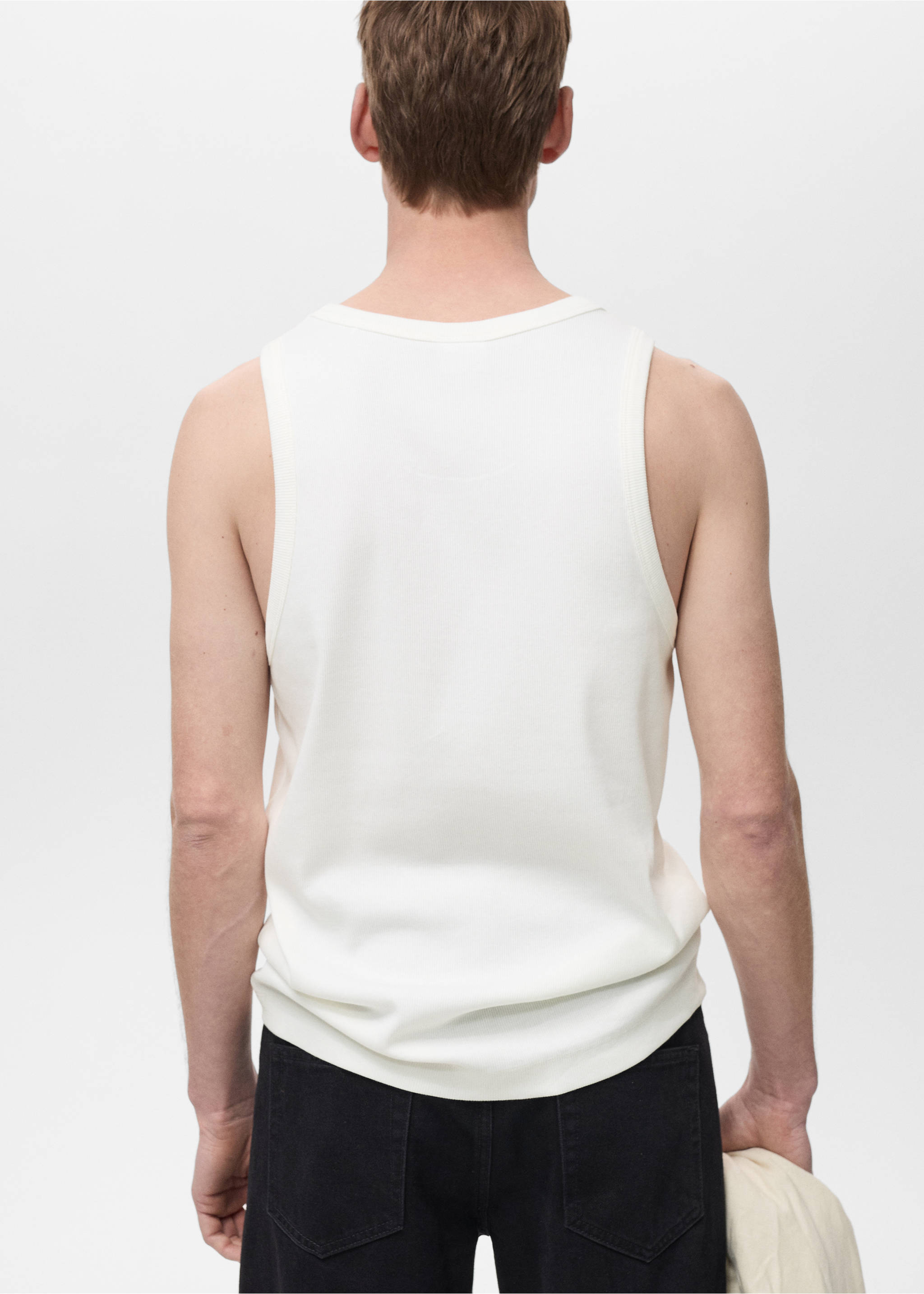 Slim-fit ribbed tank top - Reverse of the article, White. Ref: 87015941-00.
