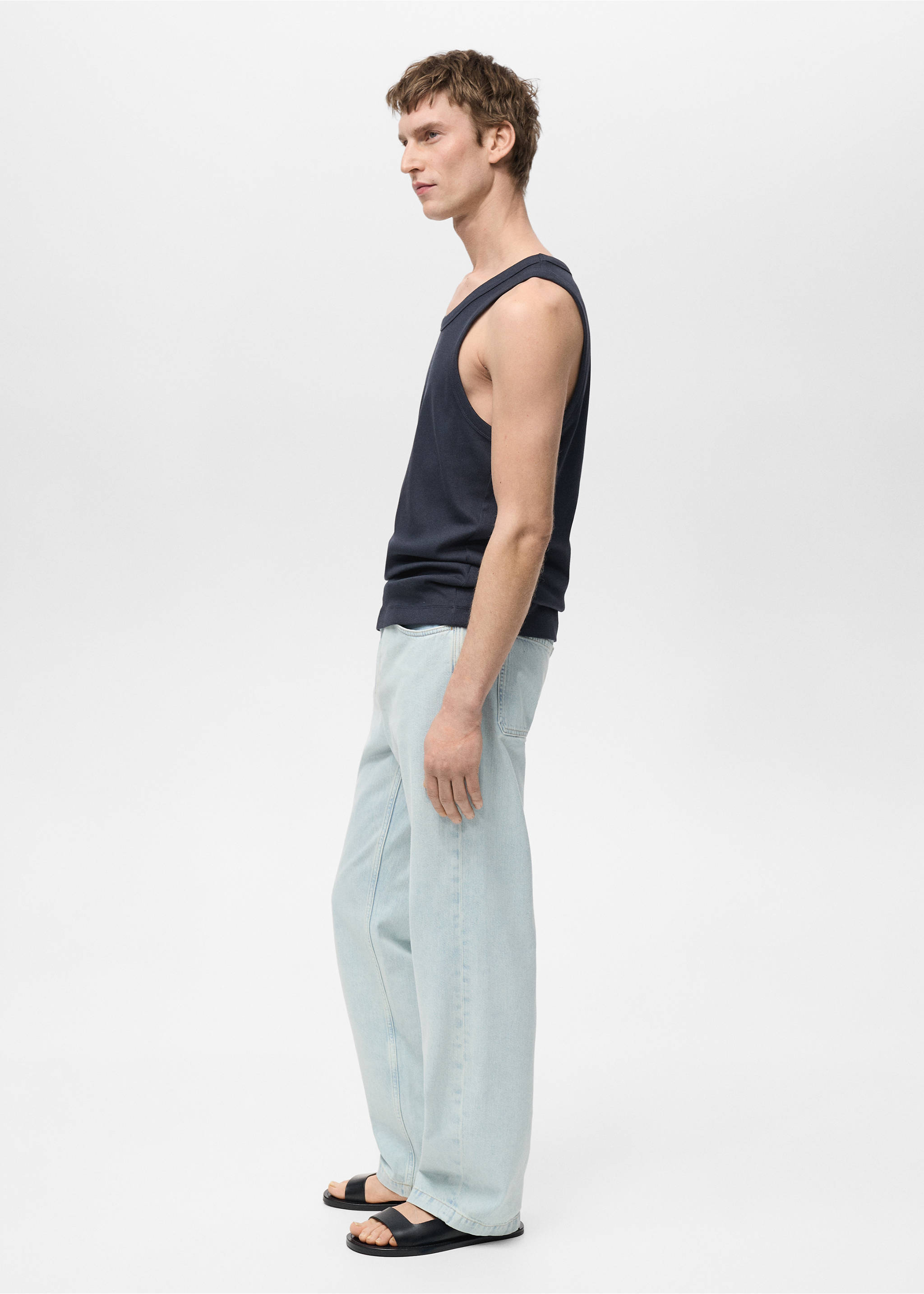 Débardeur côtelé slim fit - Détail de l'article 2, Bleu marine foncé. Ref: 87015941-00.