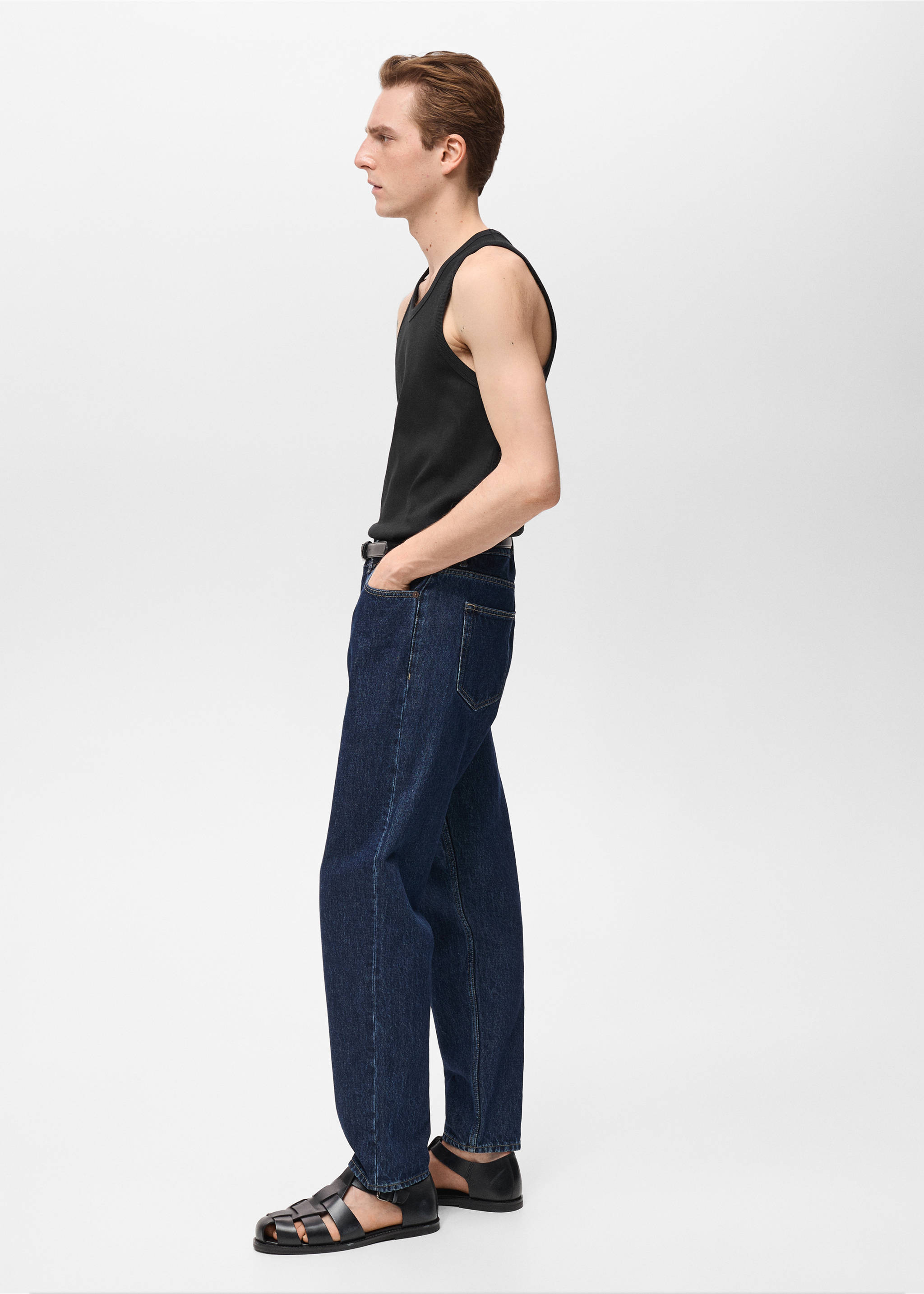 Bordázott ujjatlan slim fit póló - A termék adatai 2, Fekete. Ref: 87015941-00.