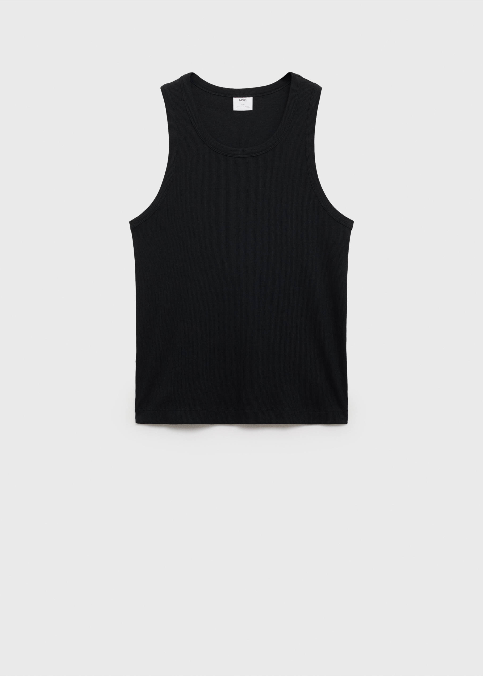 Bordázott ujjatlan slim fit póló - Termék modell nélkül, Fekete. Ref: 87015941-00.