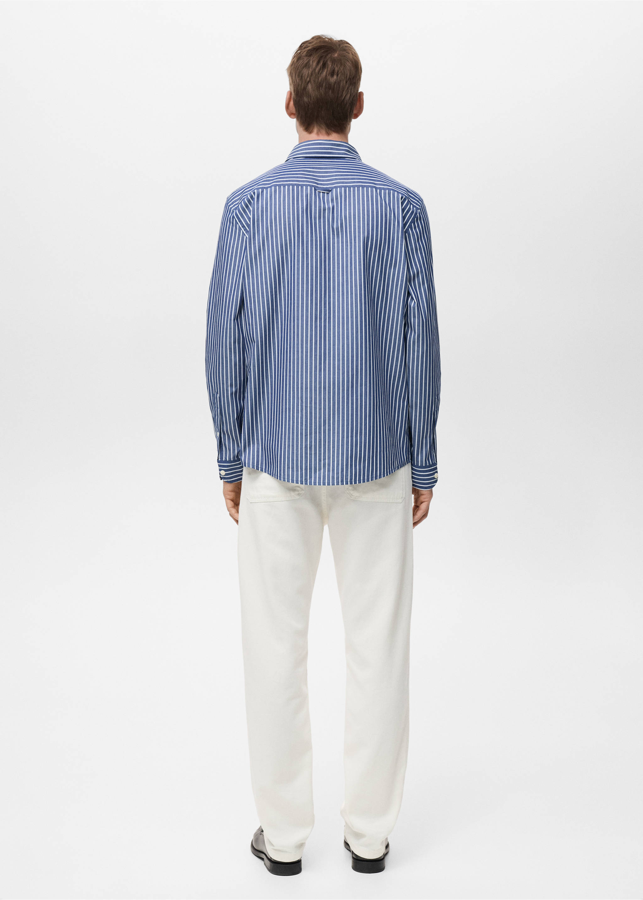 Regular-fit 100% cotton shirt - Reverse of the article, Dark Navy. Ref: 87015943-00.