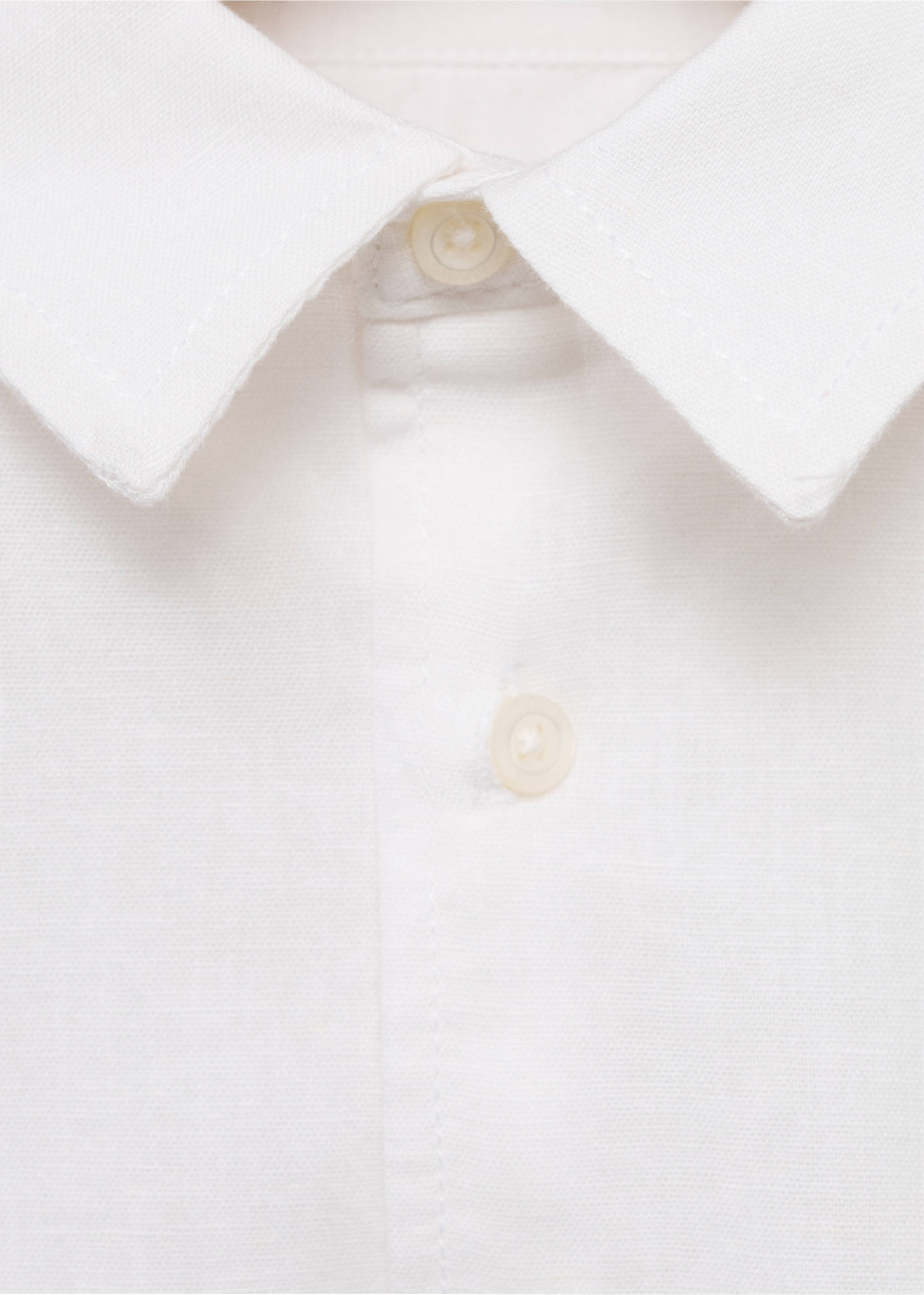 Πουκάμισο βαμβάκι και λινό - Λεπτομέρεια του προϊόντος 8, Υπόλευκο. Ref: 87015945-00.