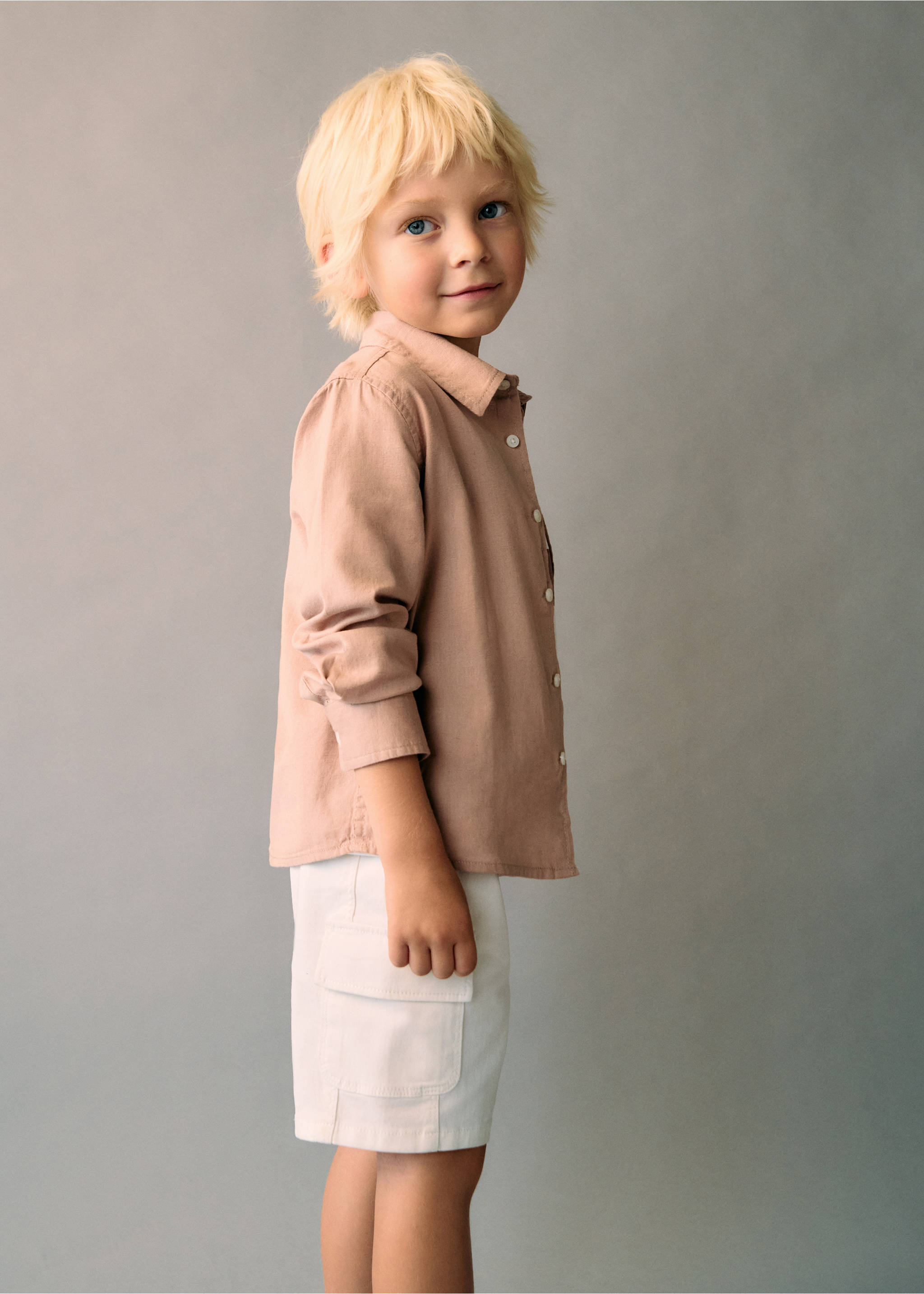 Chemise coton et lin - Détail de l'article 3, Nude. Ref: 87015945-00.