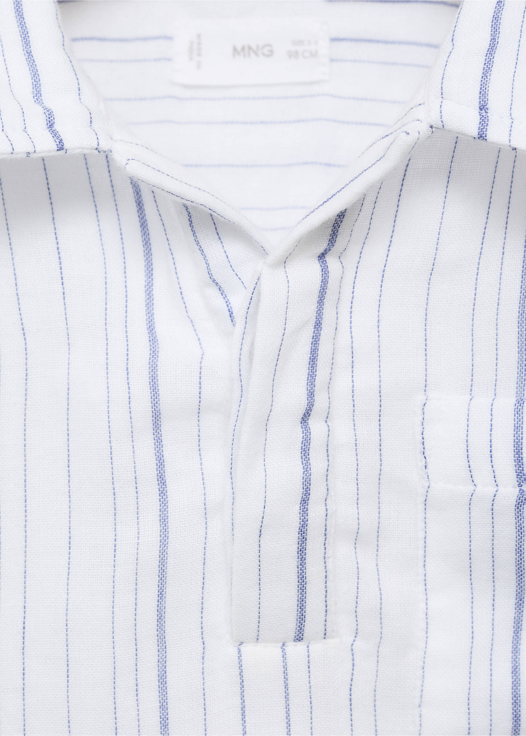 Striped cotton shirt - Details of the article 8, White. Ref: 87015947-00.