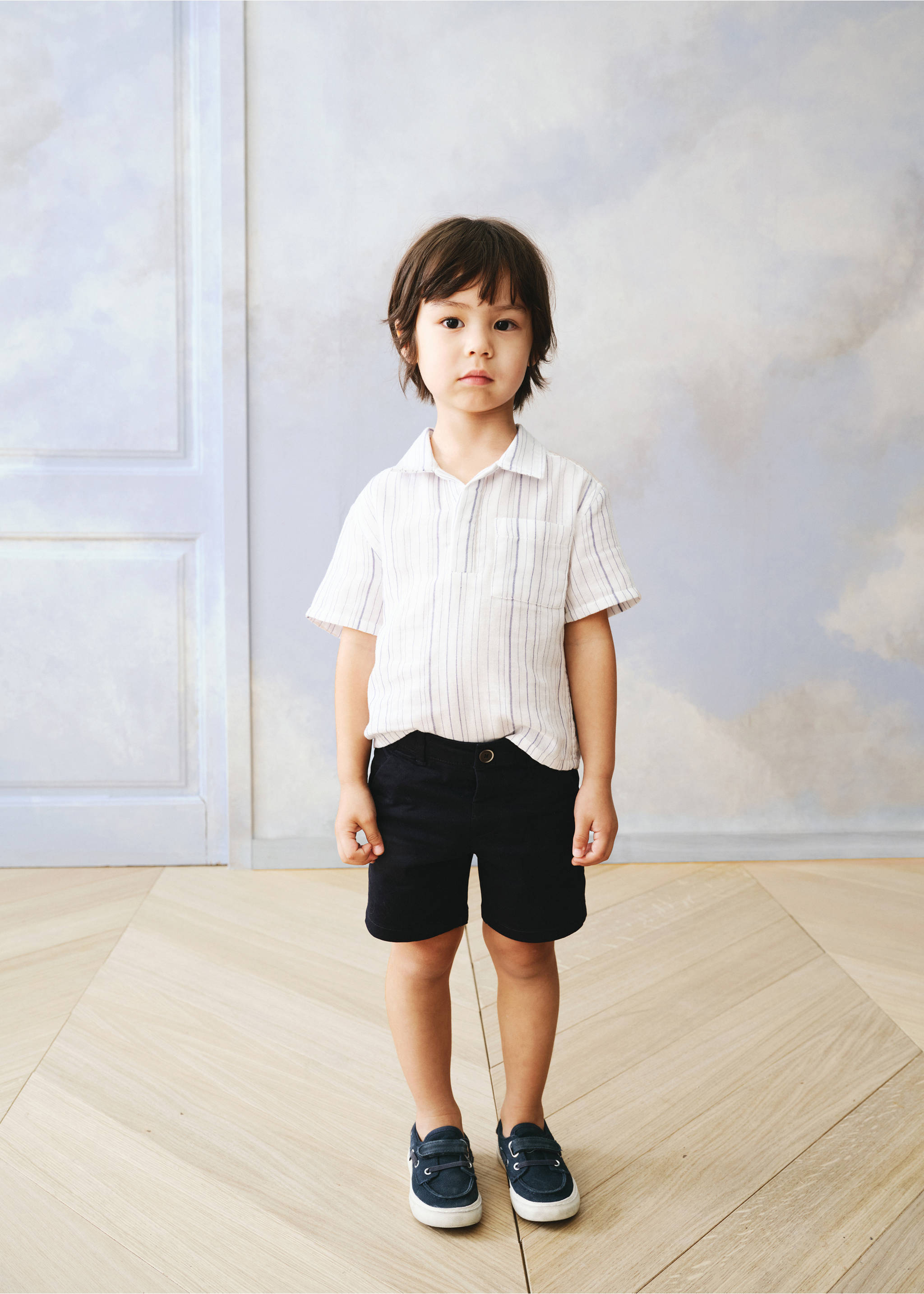 Striped cotton shirt - Details of the article 5, White. Ref: 87015947-00.