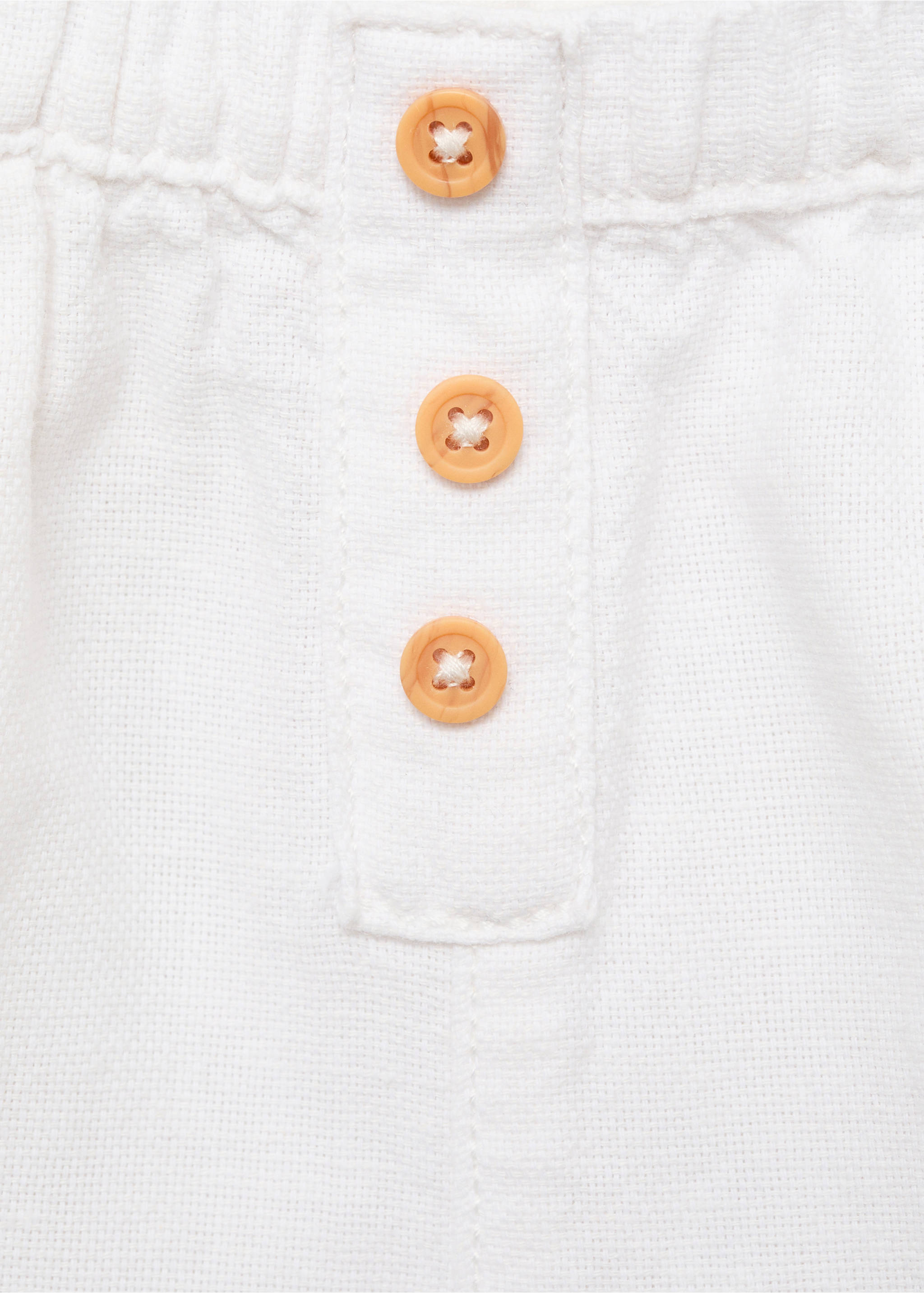 Cotton linen shorts - Details of the article 8, White. Ref: 87015949-00.